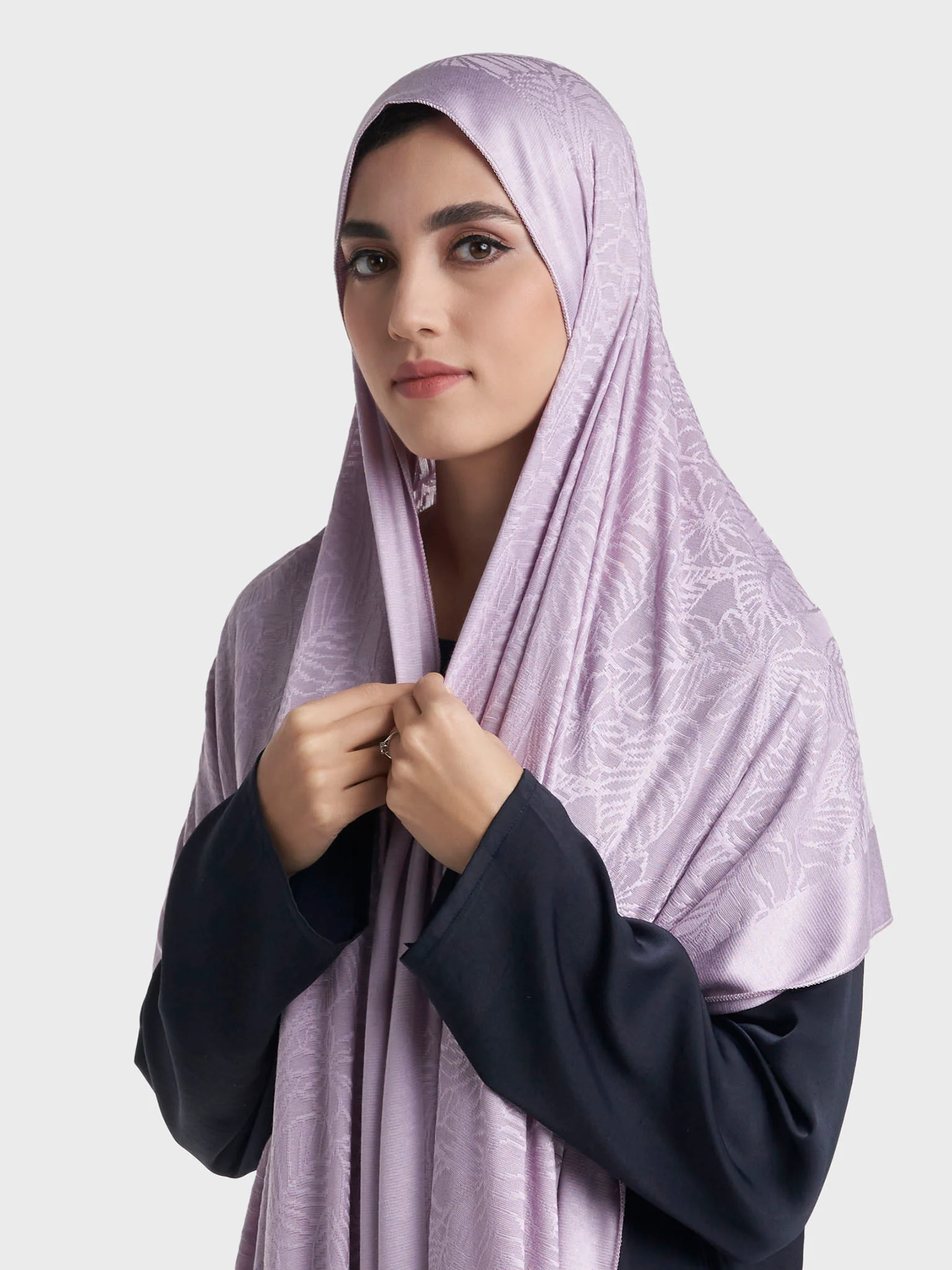 Floral Jacquard Self Print Jersey Hijab (SRKP22128L) - Image 3