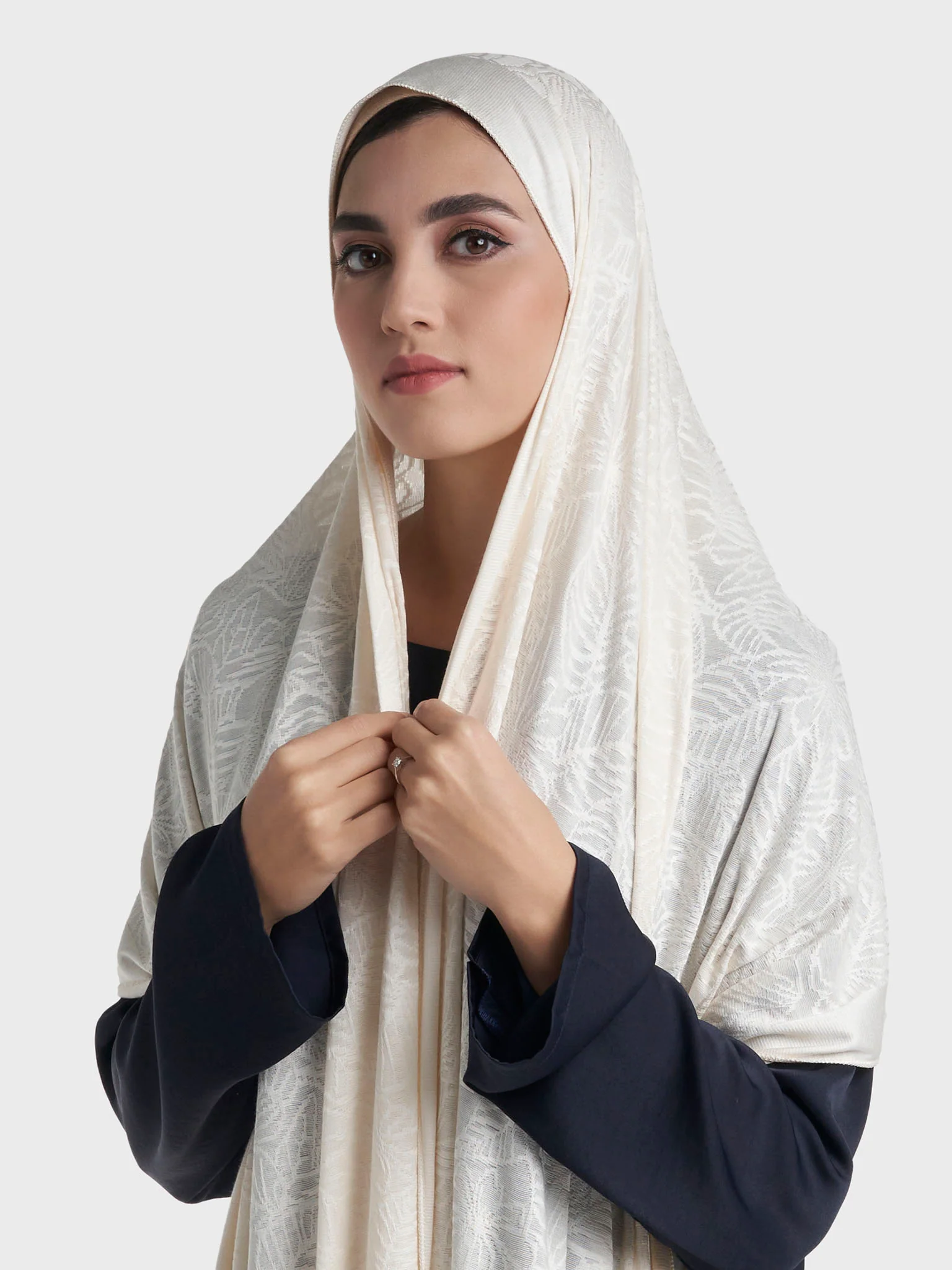 Floral Jacquard Self Print Jersey Hijab (SRKP22128L) - Image 6