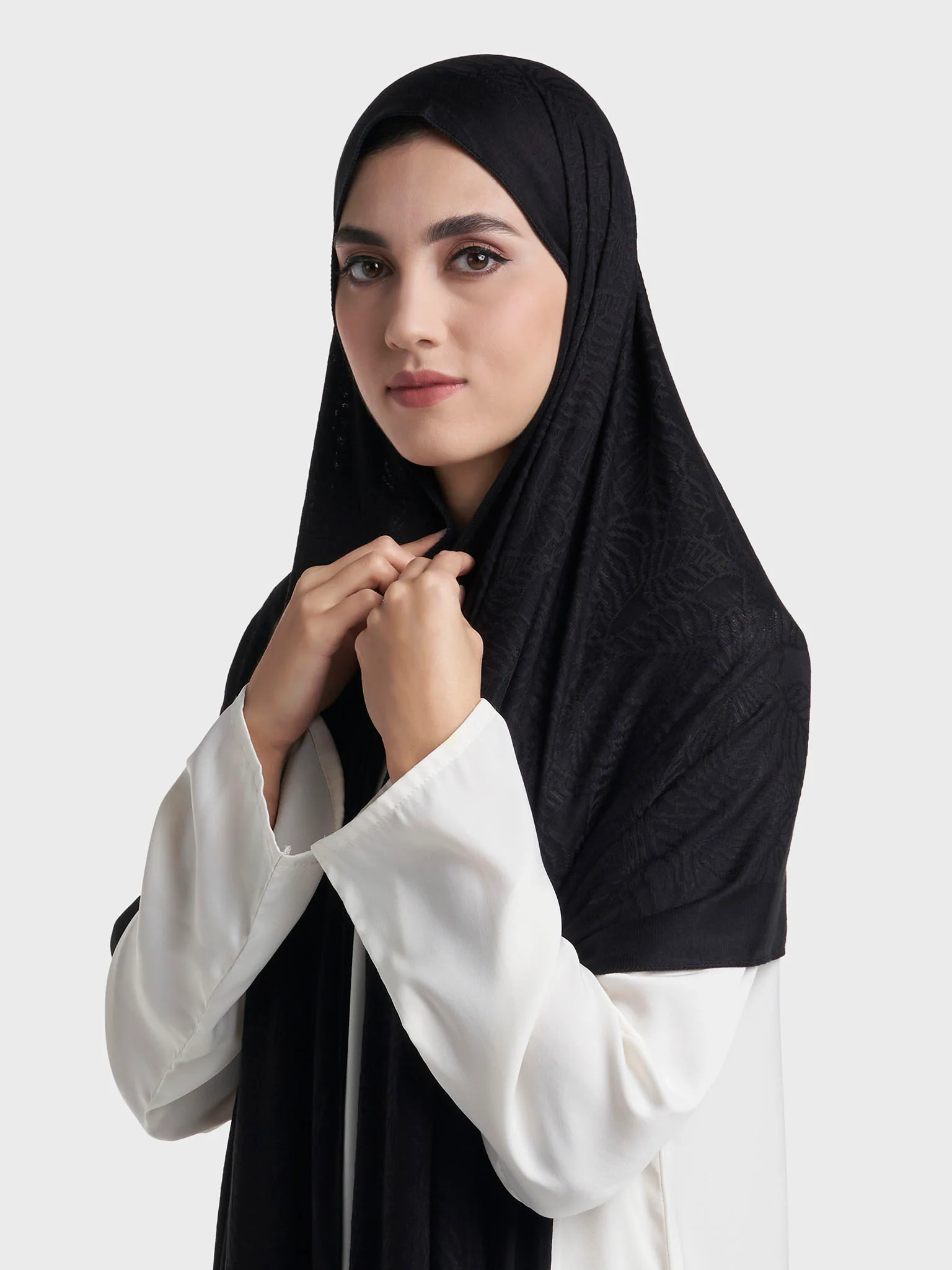 Floral Jacquard Self Print Jersey Hijab (SRKP22128L) - Image 7