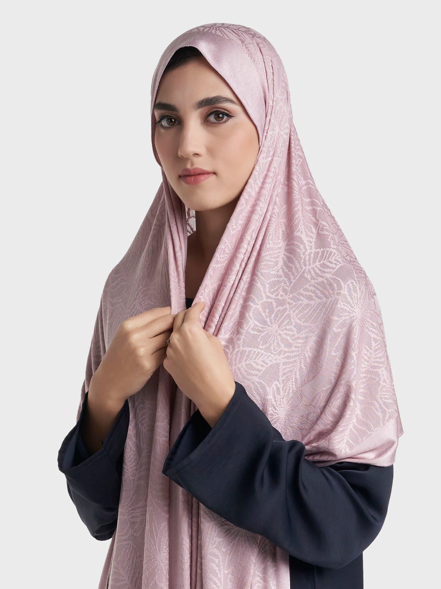 Floral Jacquard Self Print Jersey Hijab (SRKP22128L) - Image 9