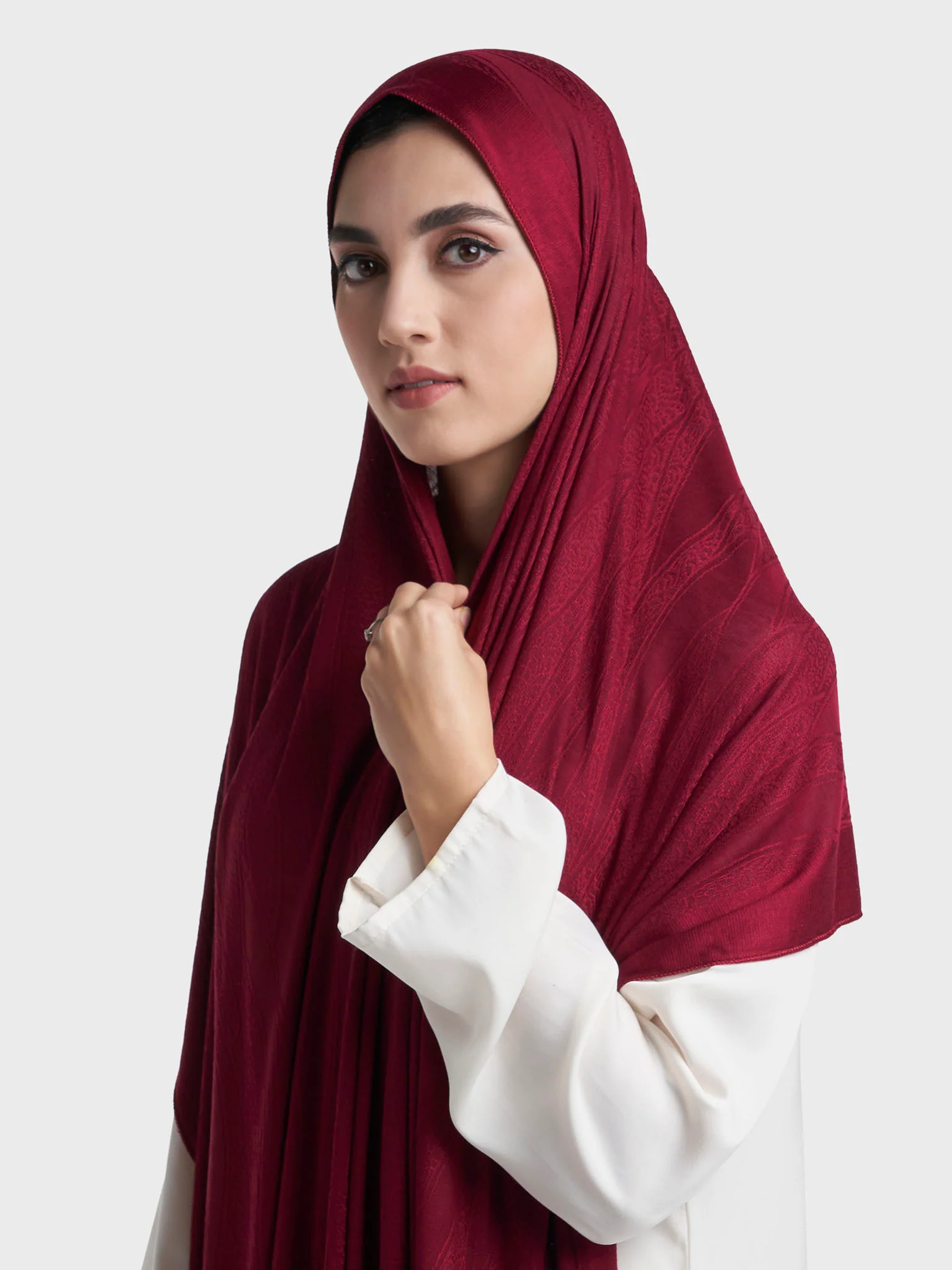 Veins Jacquard Self Print Jersey Hijab (SRKP22129L)