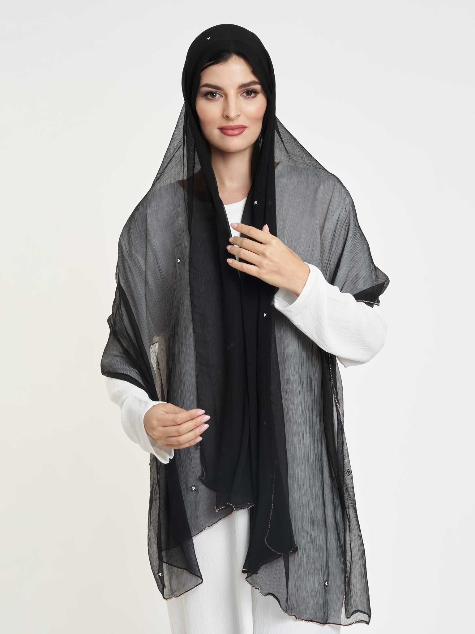 Decorative Edge Big Width Chiffon Hijab - Image 19