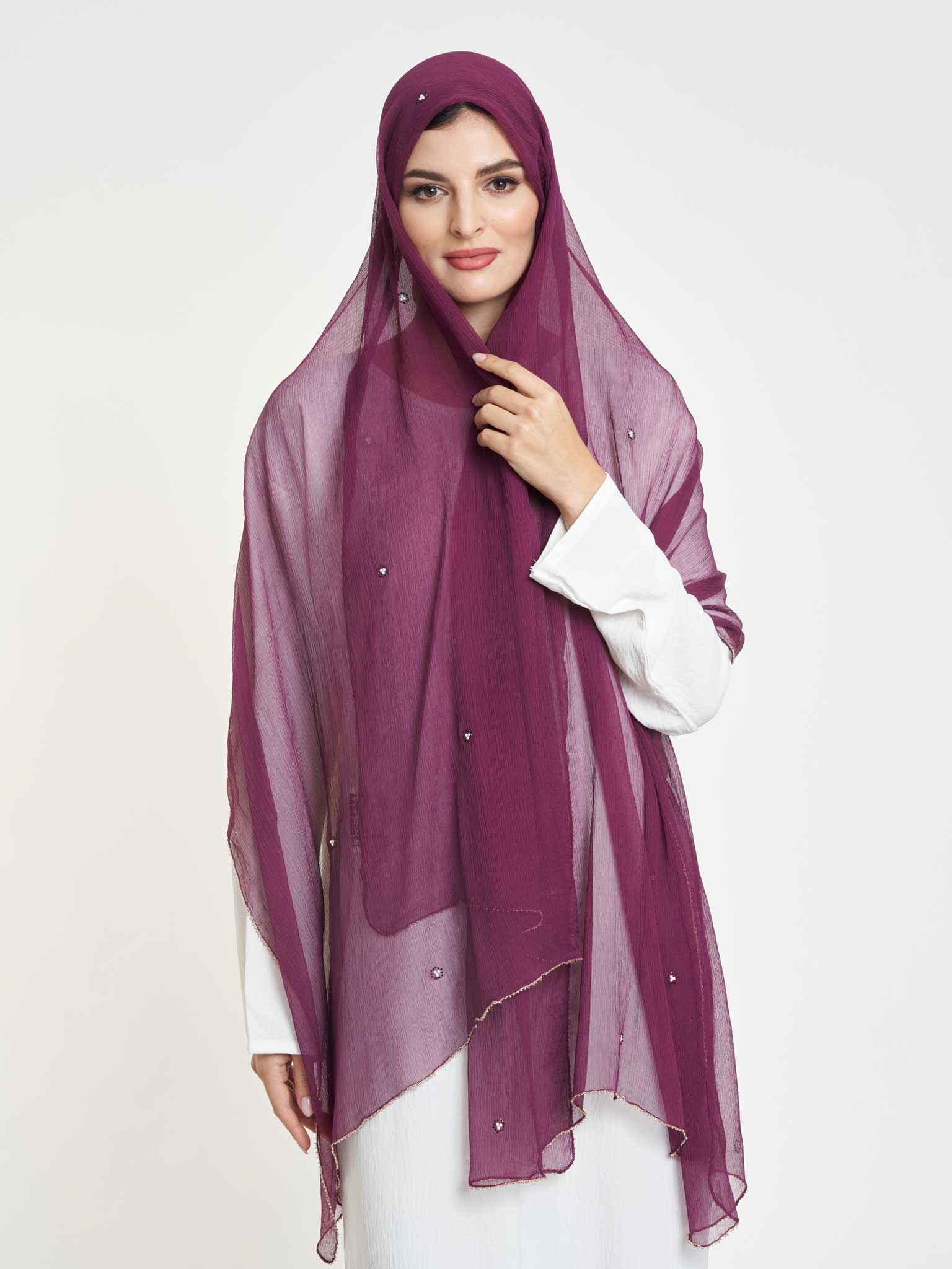 Decorative Edge Big Width Chiffon Hijab - Image 43