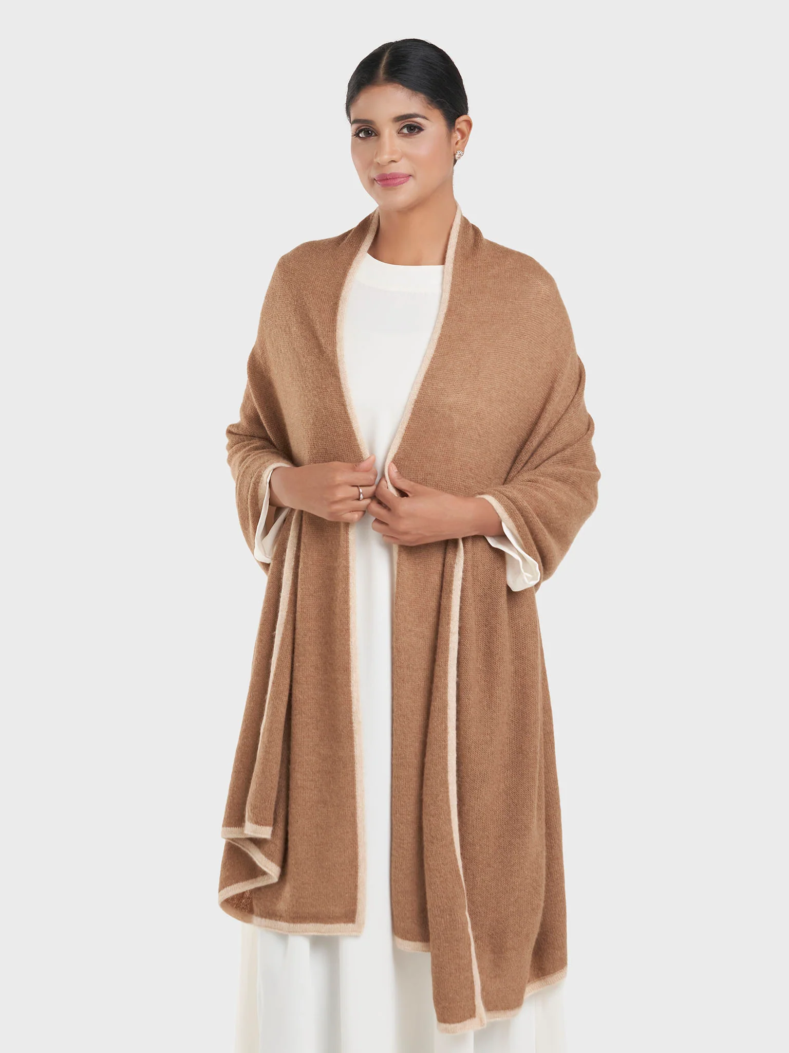 Framed Camel Wool Premium Thick Shawl (NFS9072) - Image 2