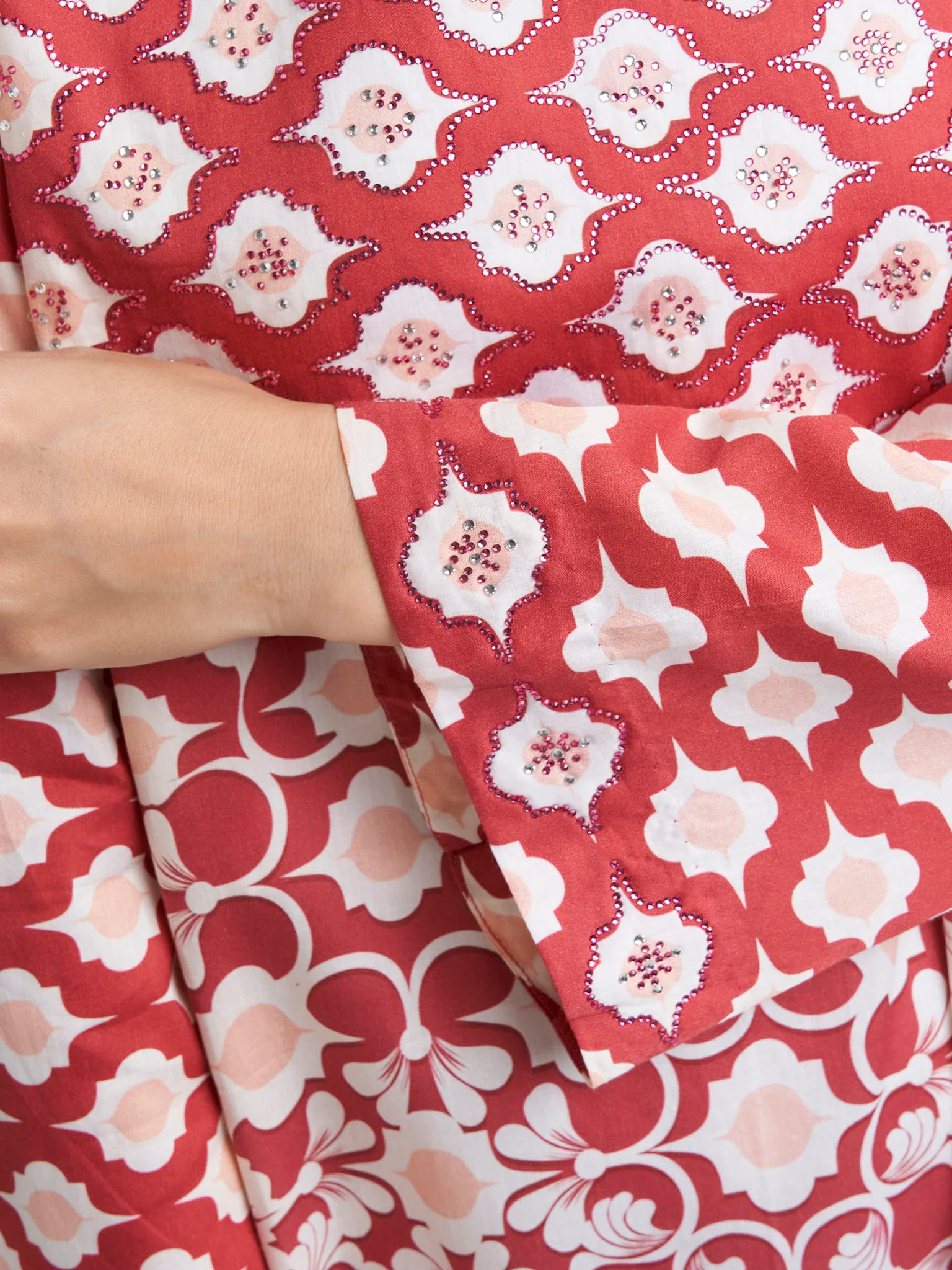 Maroon Cotton Satin Floral Print Jalabiya (VDK361) - Image 5