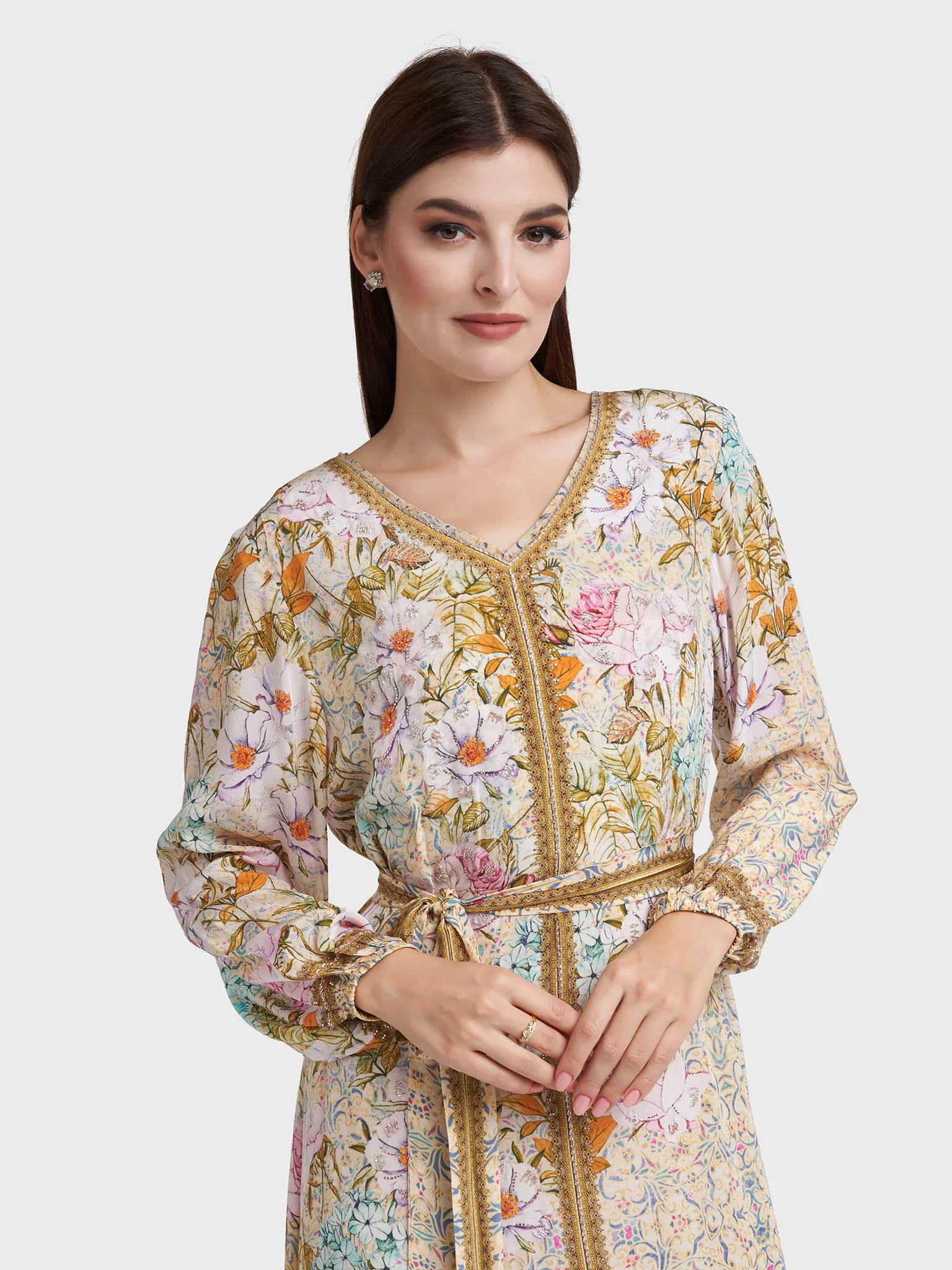 Butter Viscose Crepe Print Handwork Jalabiya (VDKS65)