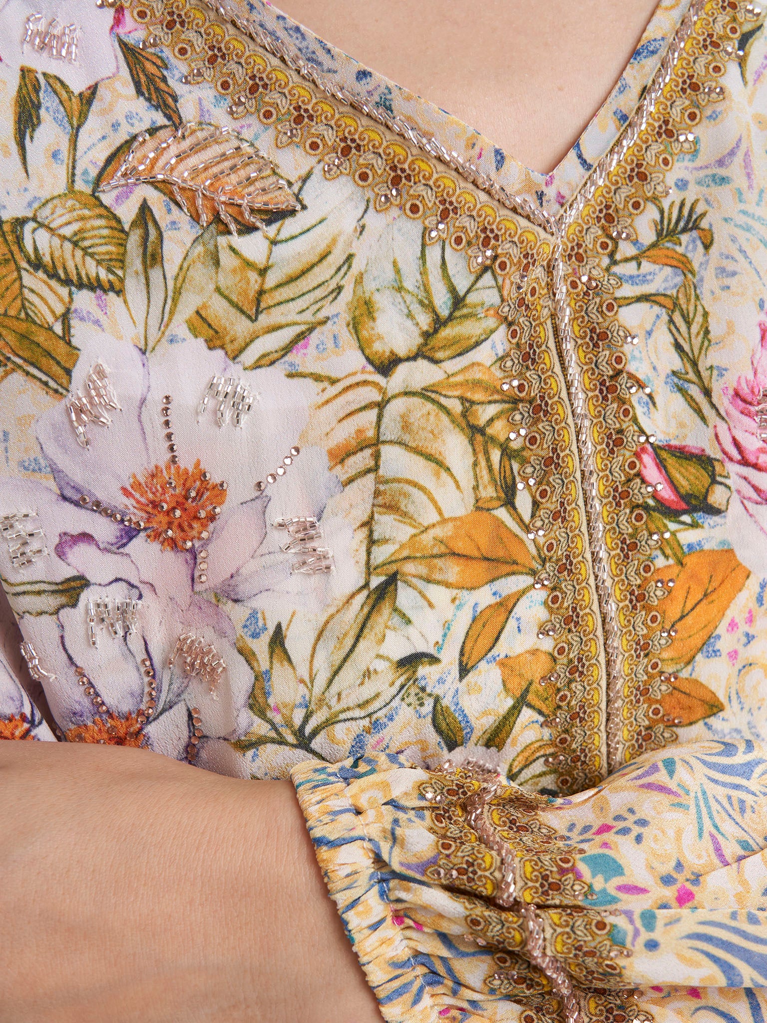 Butter Viscose Crepe Print Handwork Jalabiya (VDKS65) - Image 5