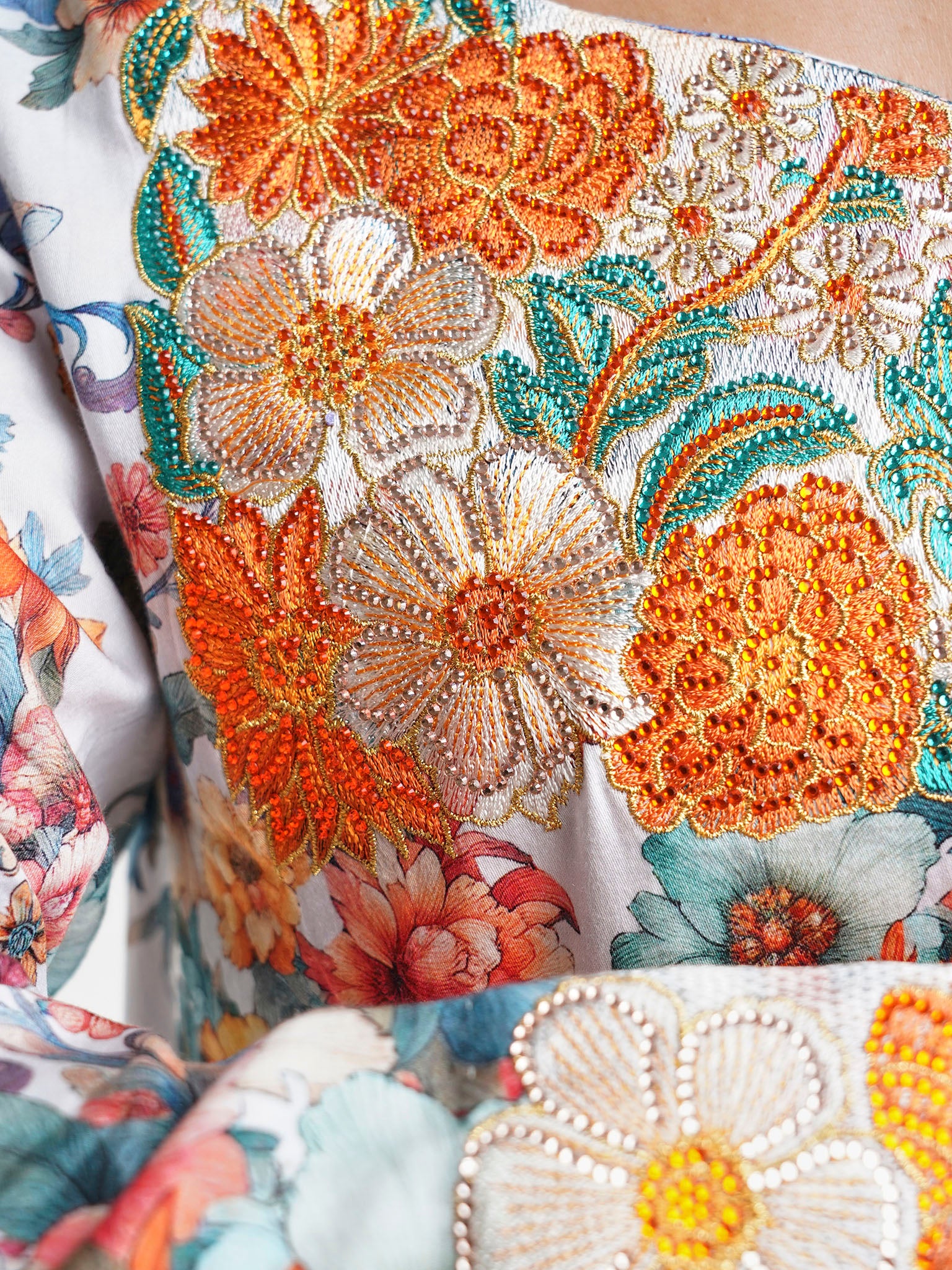Multicolour Cotton Floral Print Mukhawar Jalabiya (VG2887) - Image 5