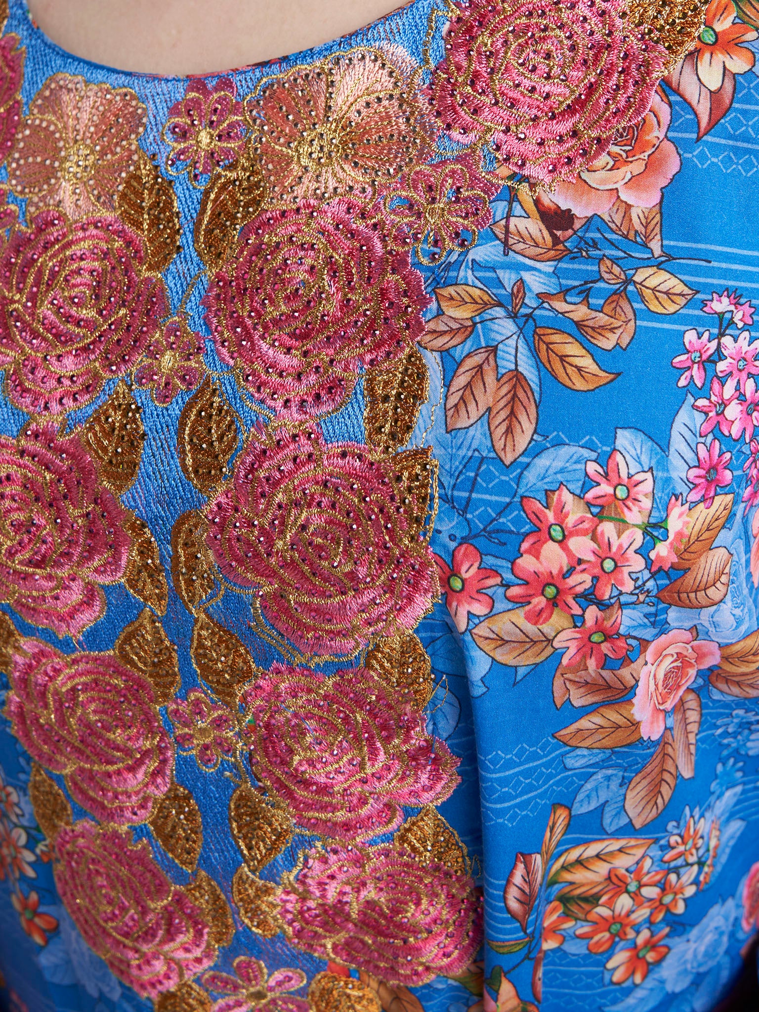 Blue Colour Stone Work Liberty Cotton Printed Jalabiya (VG2889) - Image 5