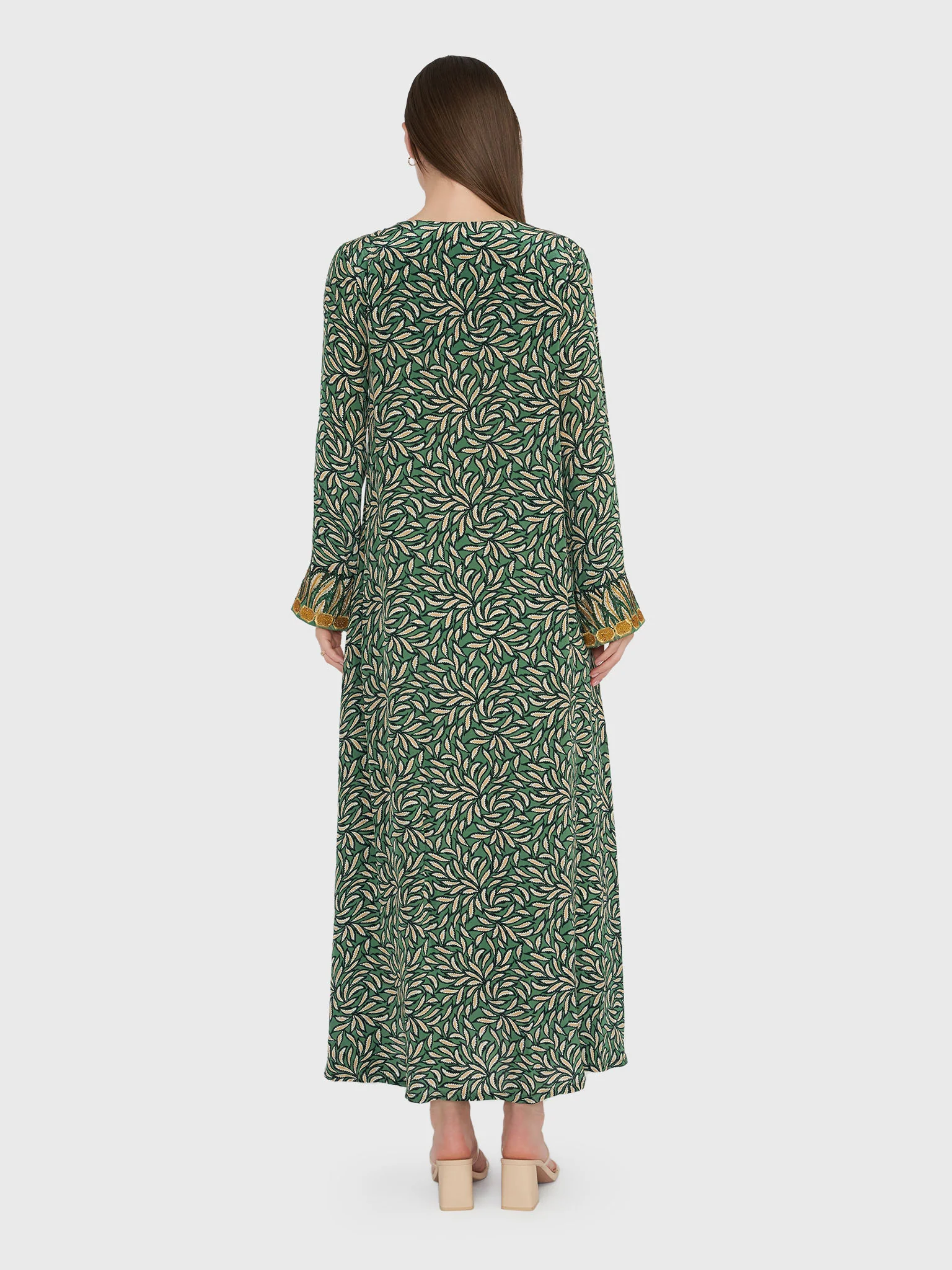 Emerald Garden Print Jalabiya with Stonework (VG2896) - Image 4