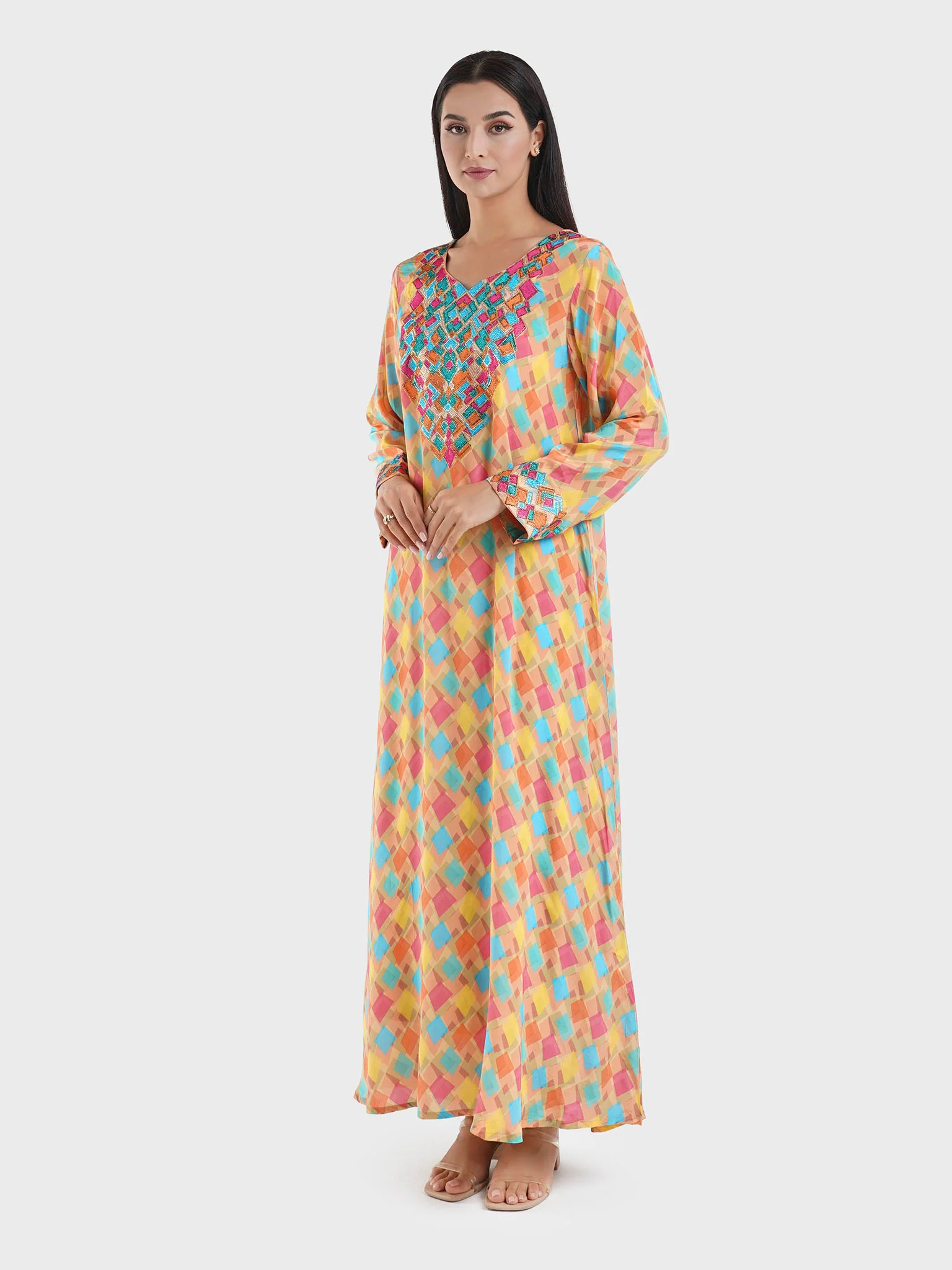 Viscose Geometric Print Mukhawar Jalabiya (VG2898) - Image 3