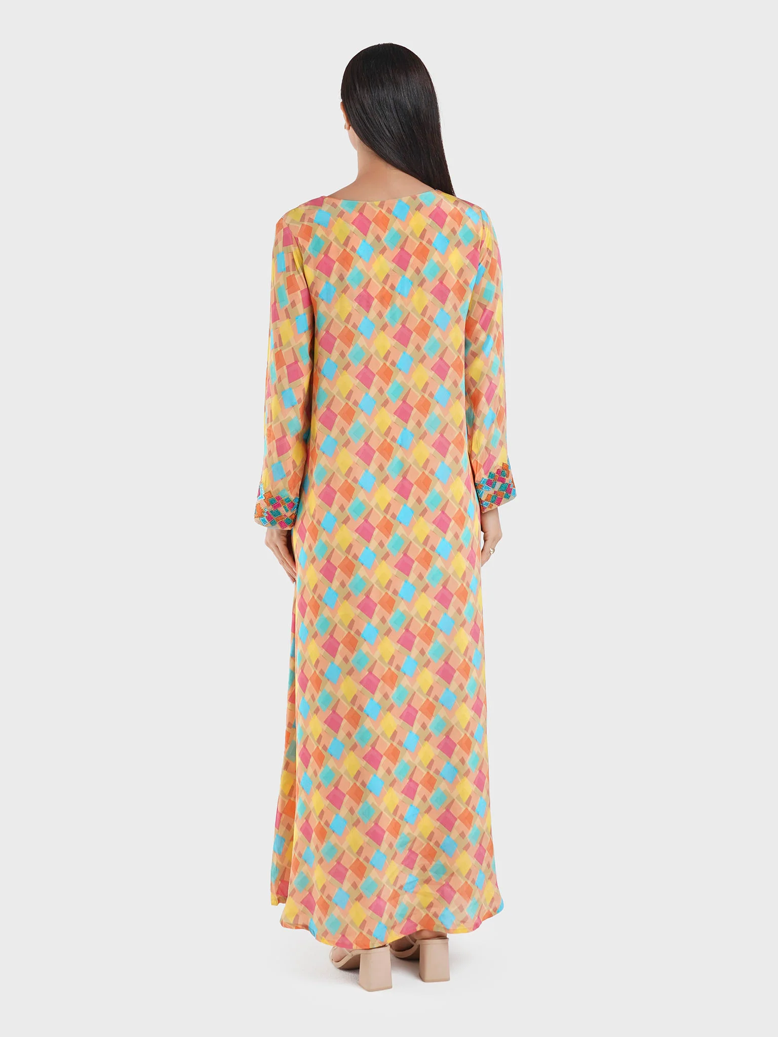 Viscose Geometric Print Mukhawar Jalabiya (VG2898) - Image 4
