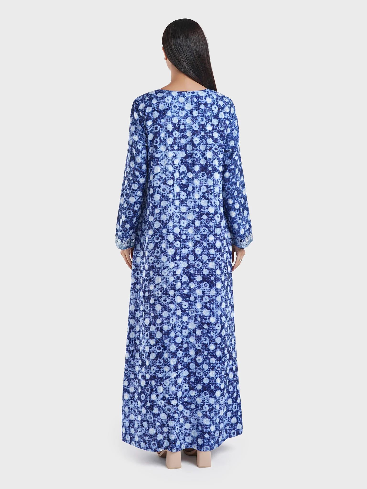Ink Blue Viscose Stonework Jalabiya (VSG231) - Image 4