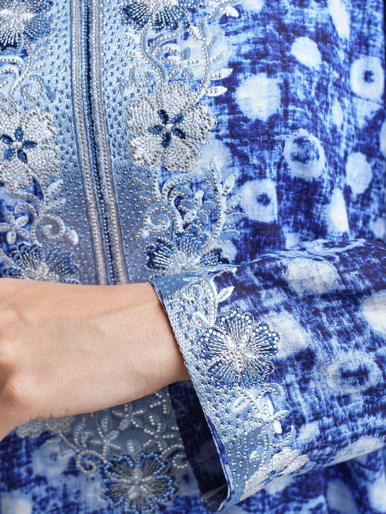 Ink Blue Viscose Stonework Jalabiya (VSG231) - Image 5