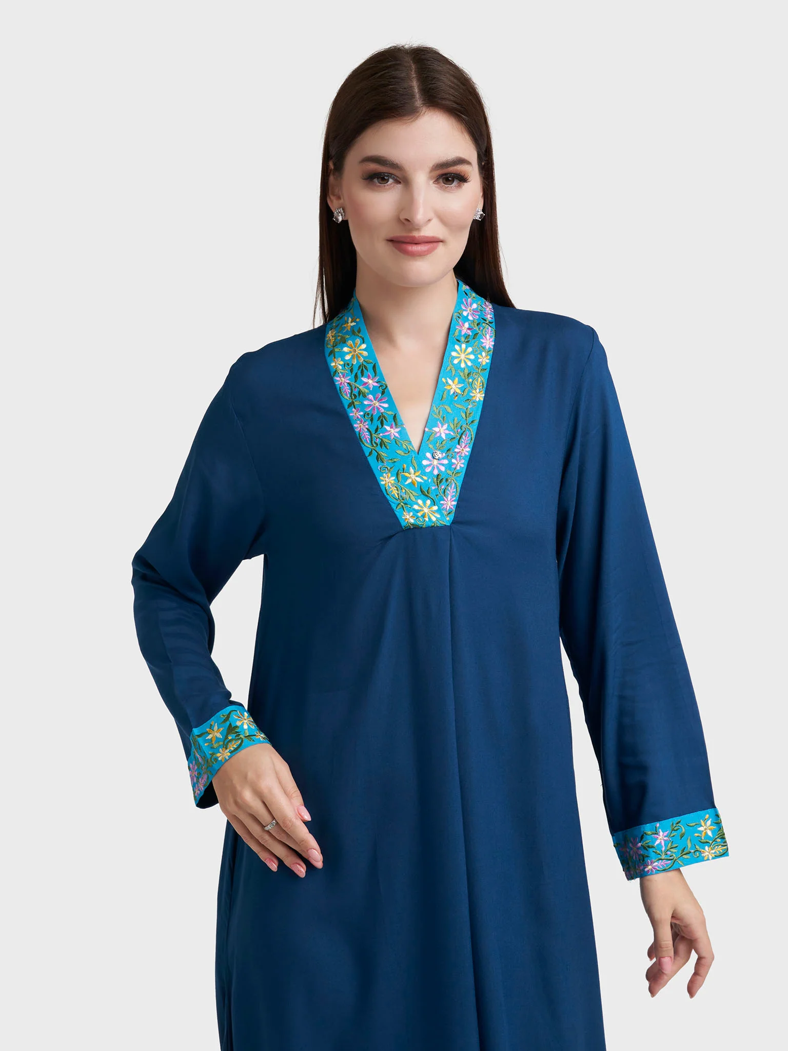 Petrol Blue Rayon Solid Jalabiya (VW360)