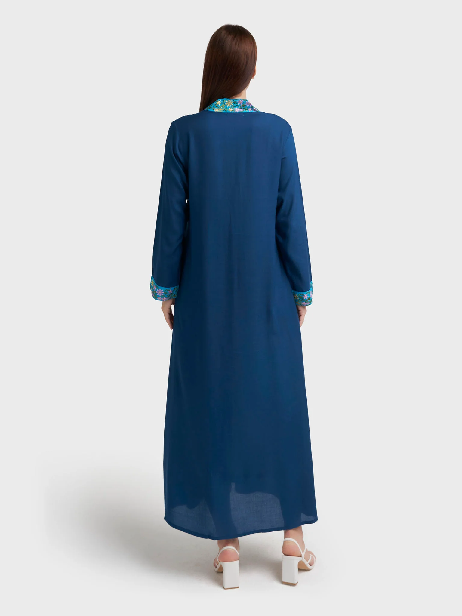 Petrol Blue Rayon Solid Jalabiya (VW360) - Image 4