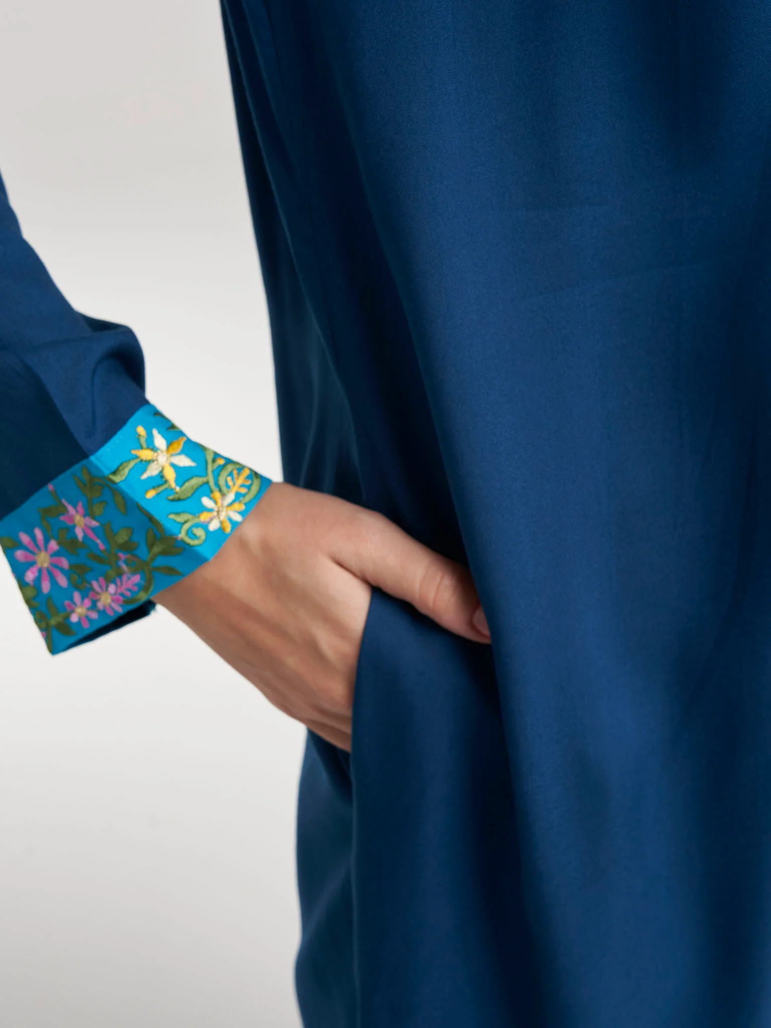 Petrol Blue Rayon Solid Jalabiya (VW360) - Image 6