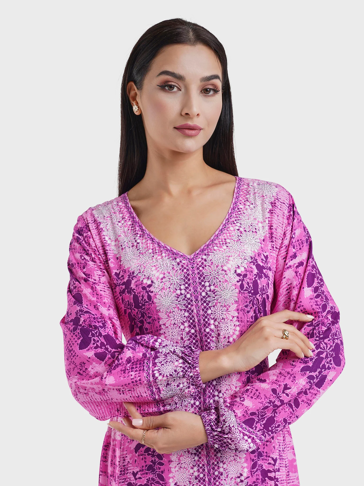 Animal and Floral Print Side Tiered Jalabiya (VDK309)