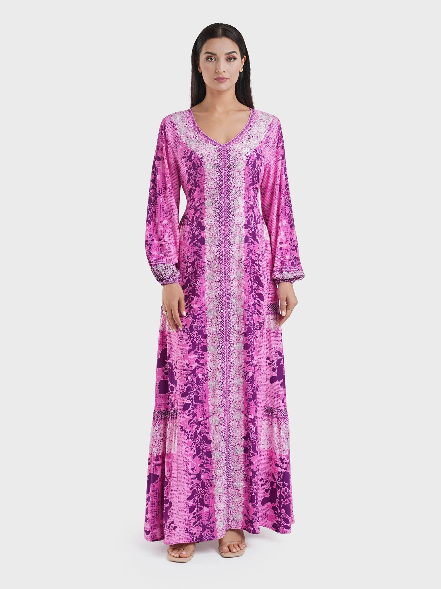Animal and Floral Print Side Tiered Jalabiya (VDK309) - Image 2
