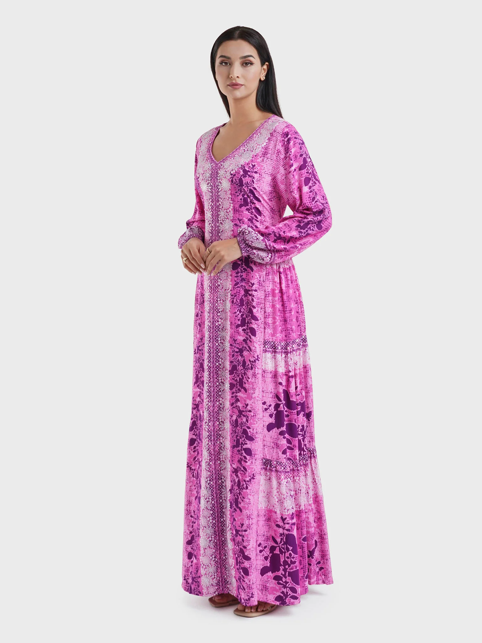 Animal and Floral Print Side Tiered Jalabiya (VDK309) - Image 3