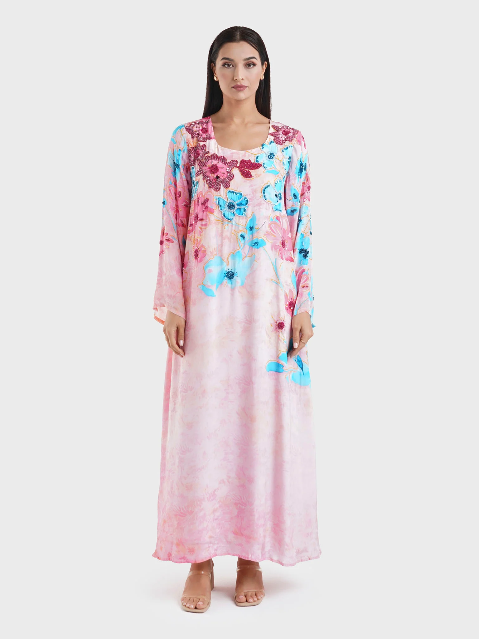 Visose Floral Print Beadwork Ladies Dress (VDK338) - Image 2