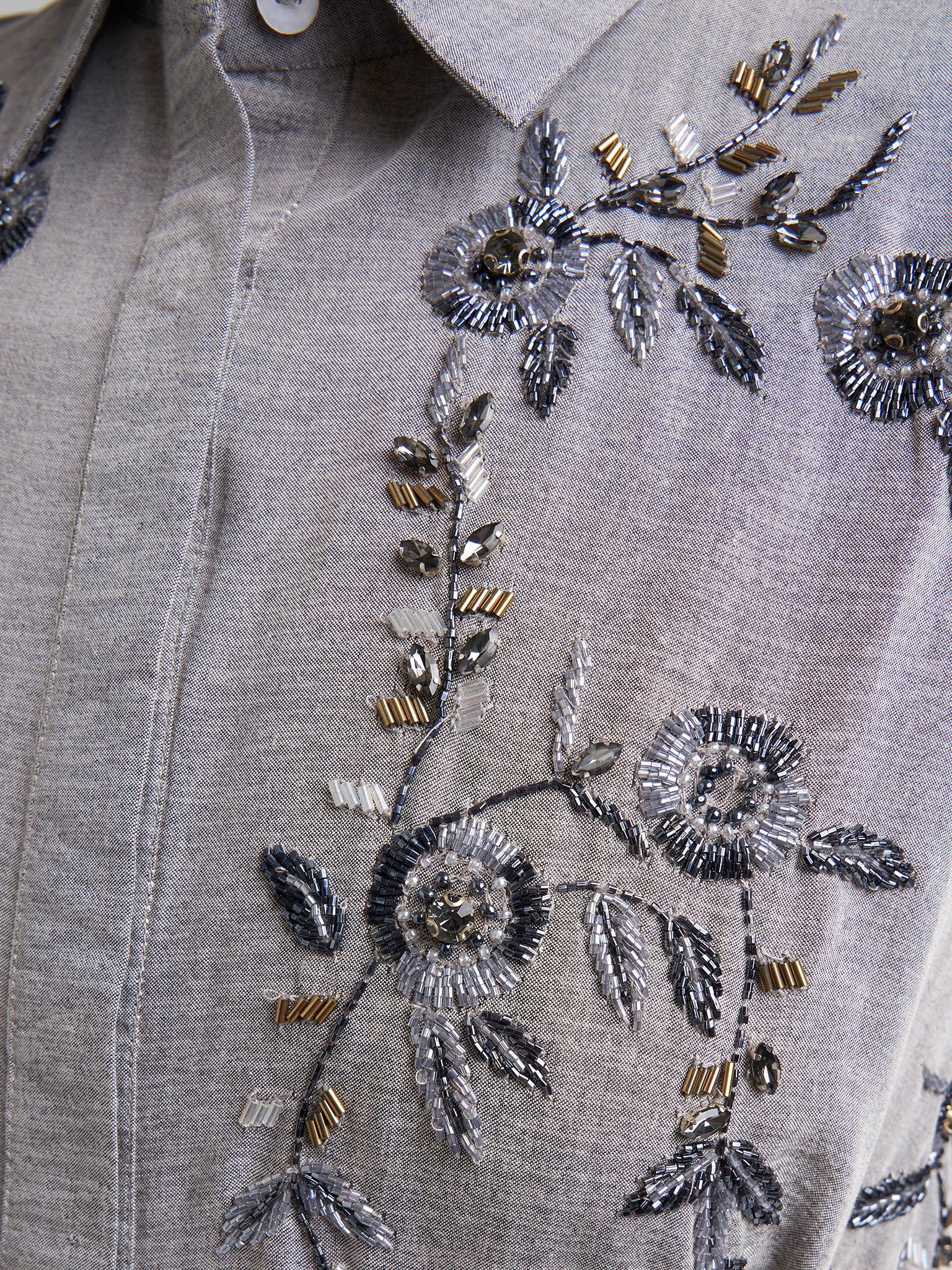 Ash Grey Shirt Dress with Handwork (VDP408) - Image 6