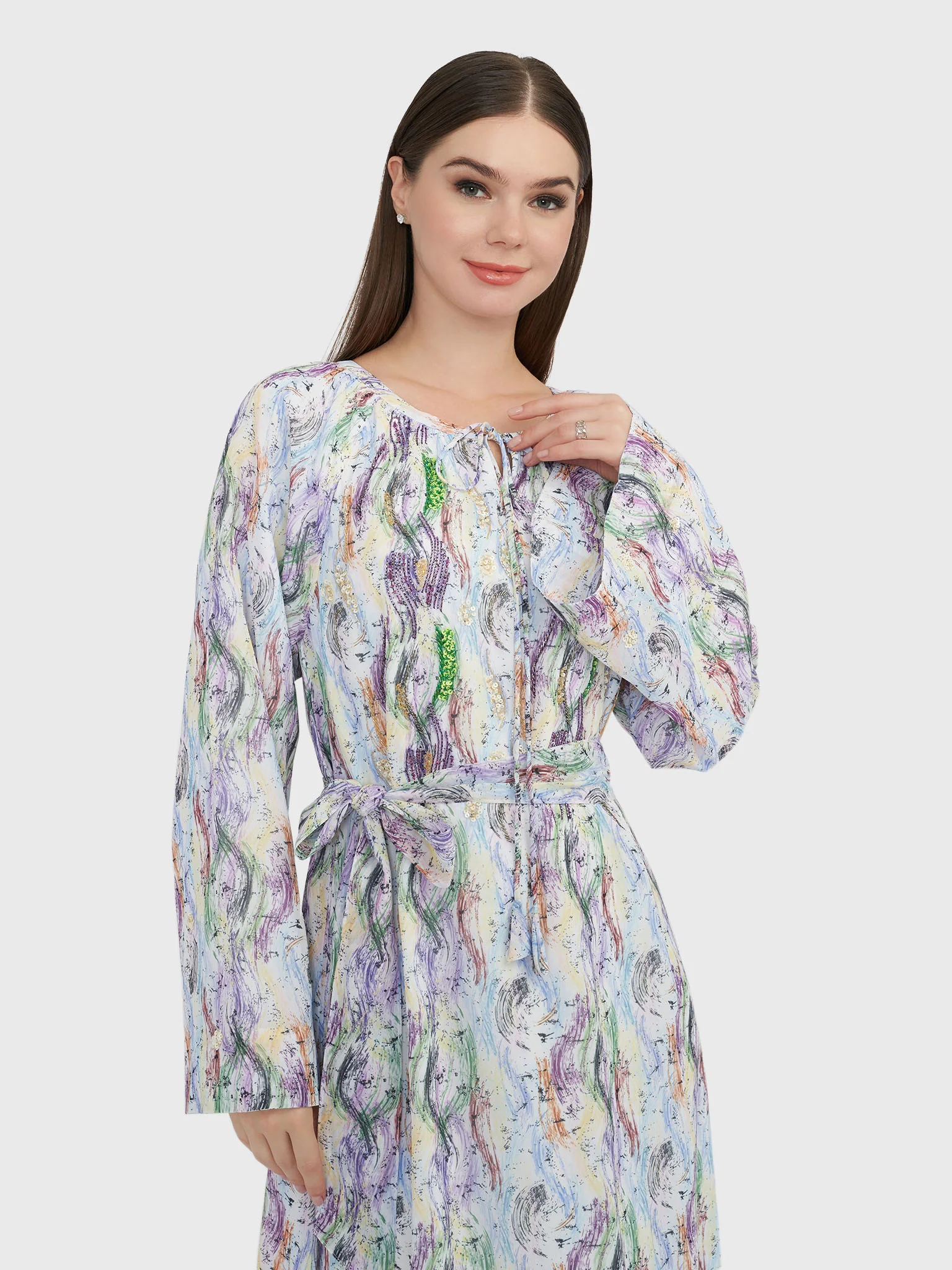 Multicolour Georgette Handwork Maxi Dress (VW53)