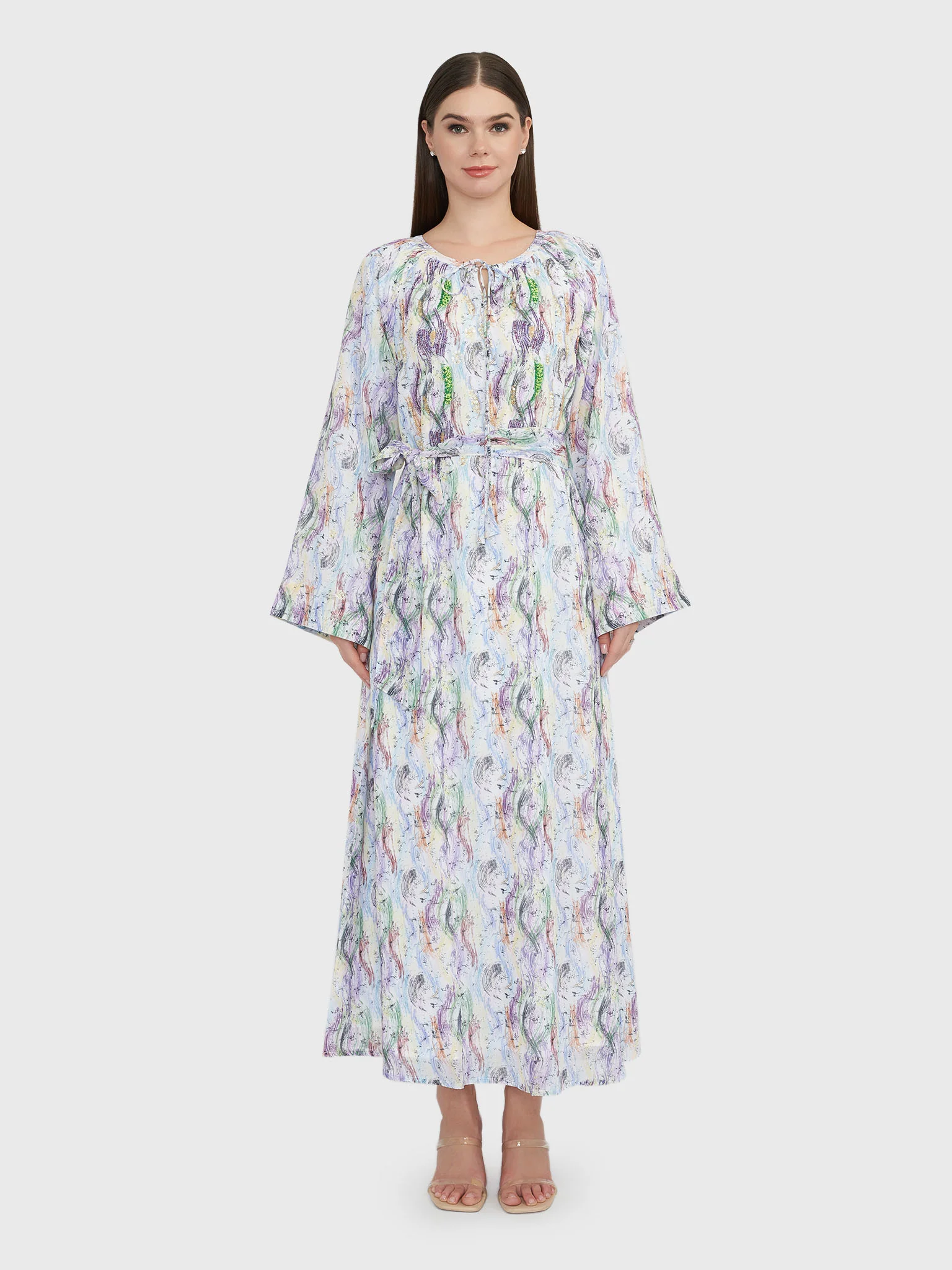 Multicolour Georgette Handwork Maxi Dress (VW53) - Image 2