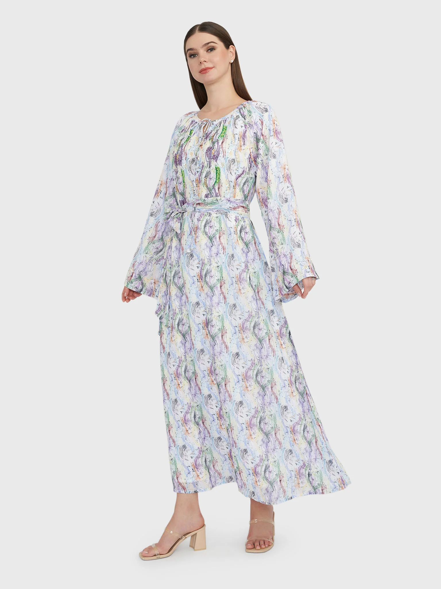 Multicolour Georgette Handwork Maxi Dress (VW53) - Image 3