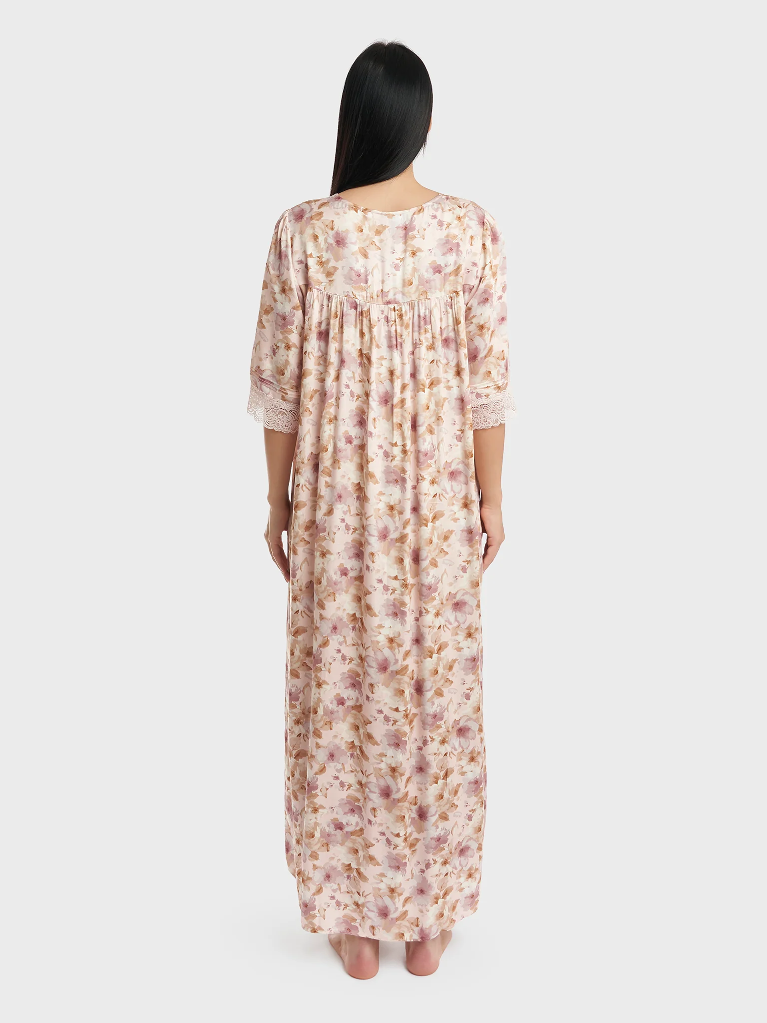 Front Buttoned Printed Viscose Nighty (CNH418) - Image 4