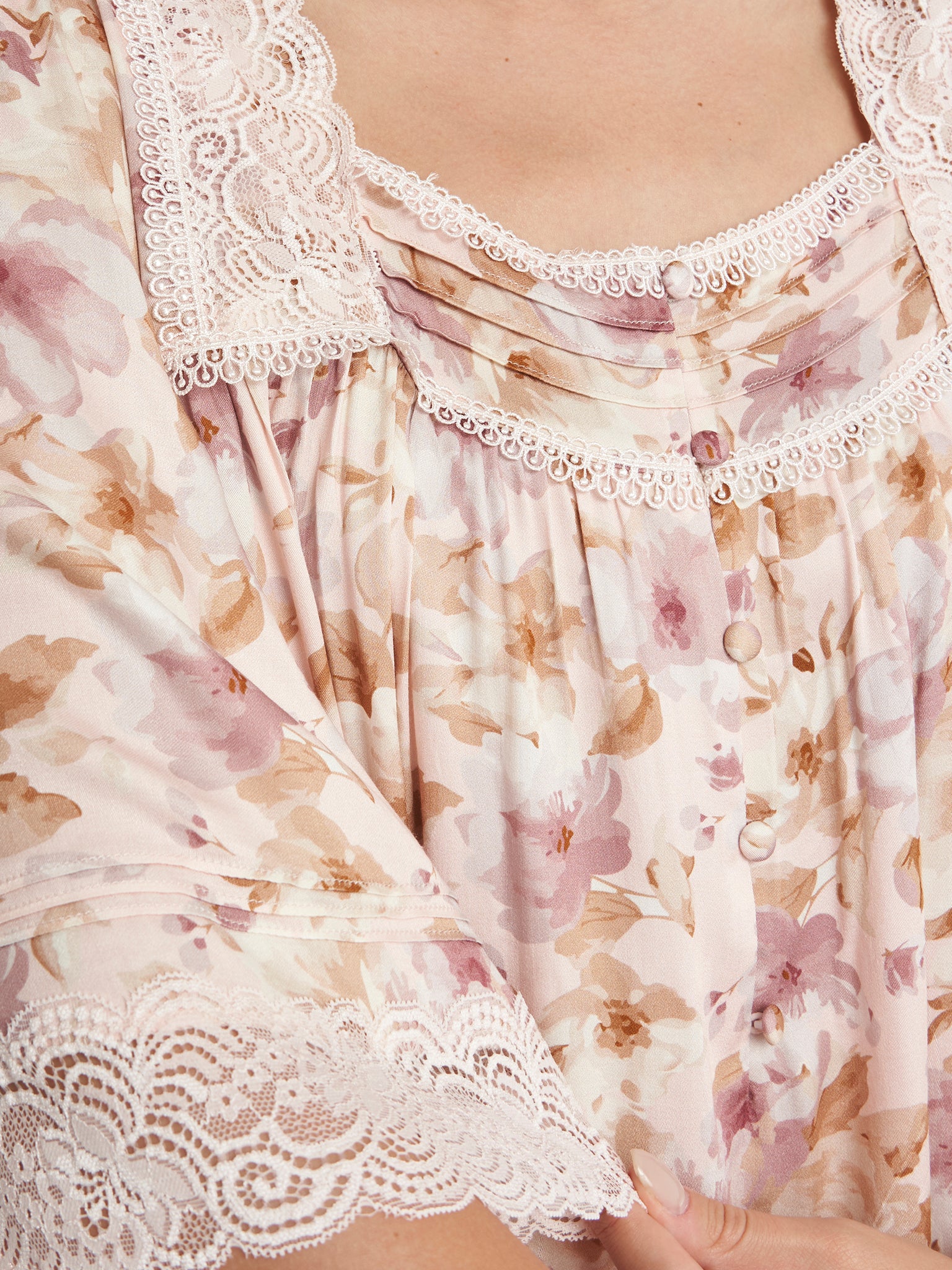 Front Buttoned Printed Viscose Nighty (CNH418) - Image 5