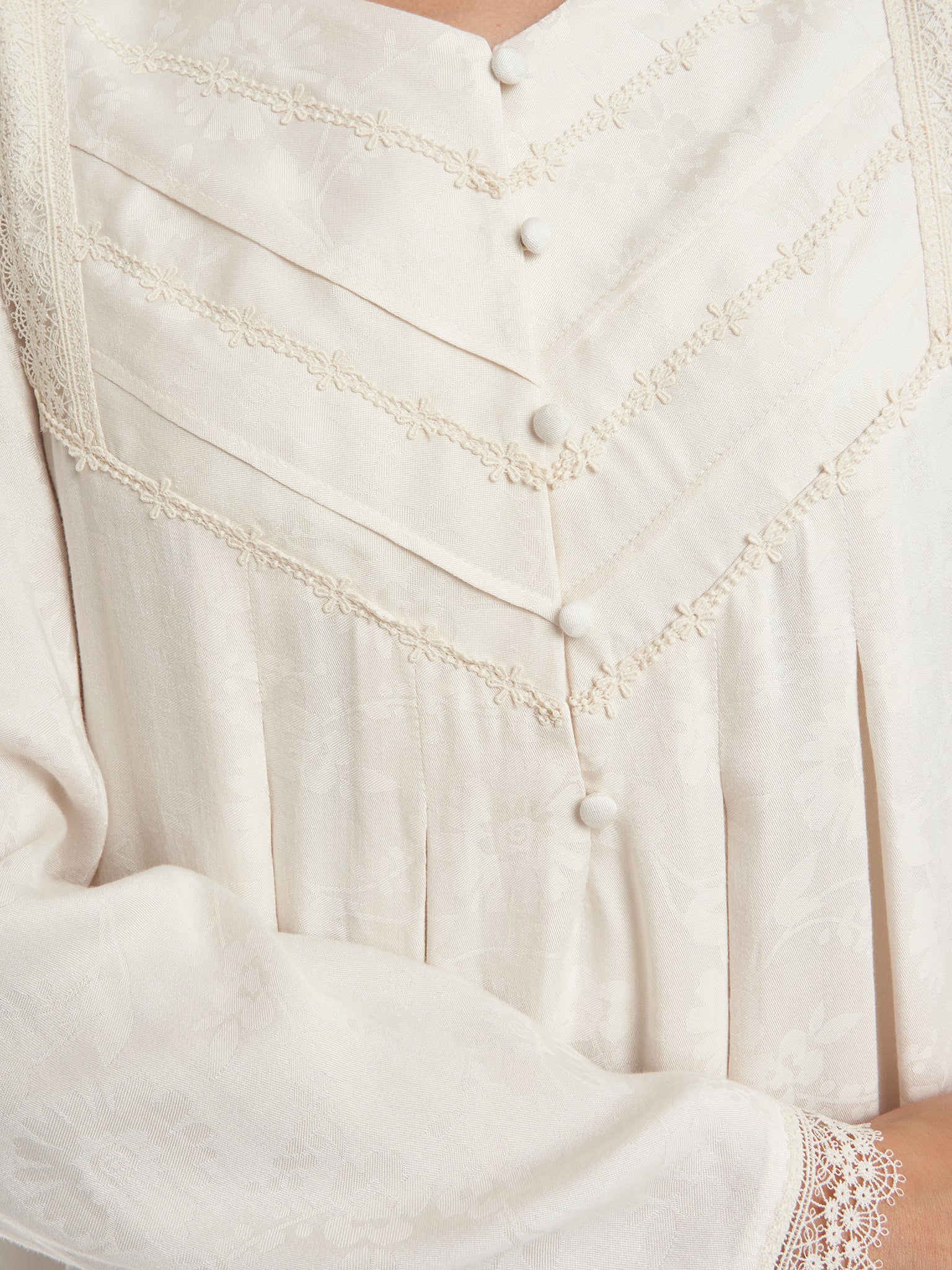 Jacquard Rayon OffWhite Nightwear (CNH435) - Image 5