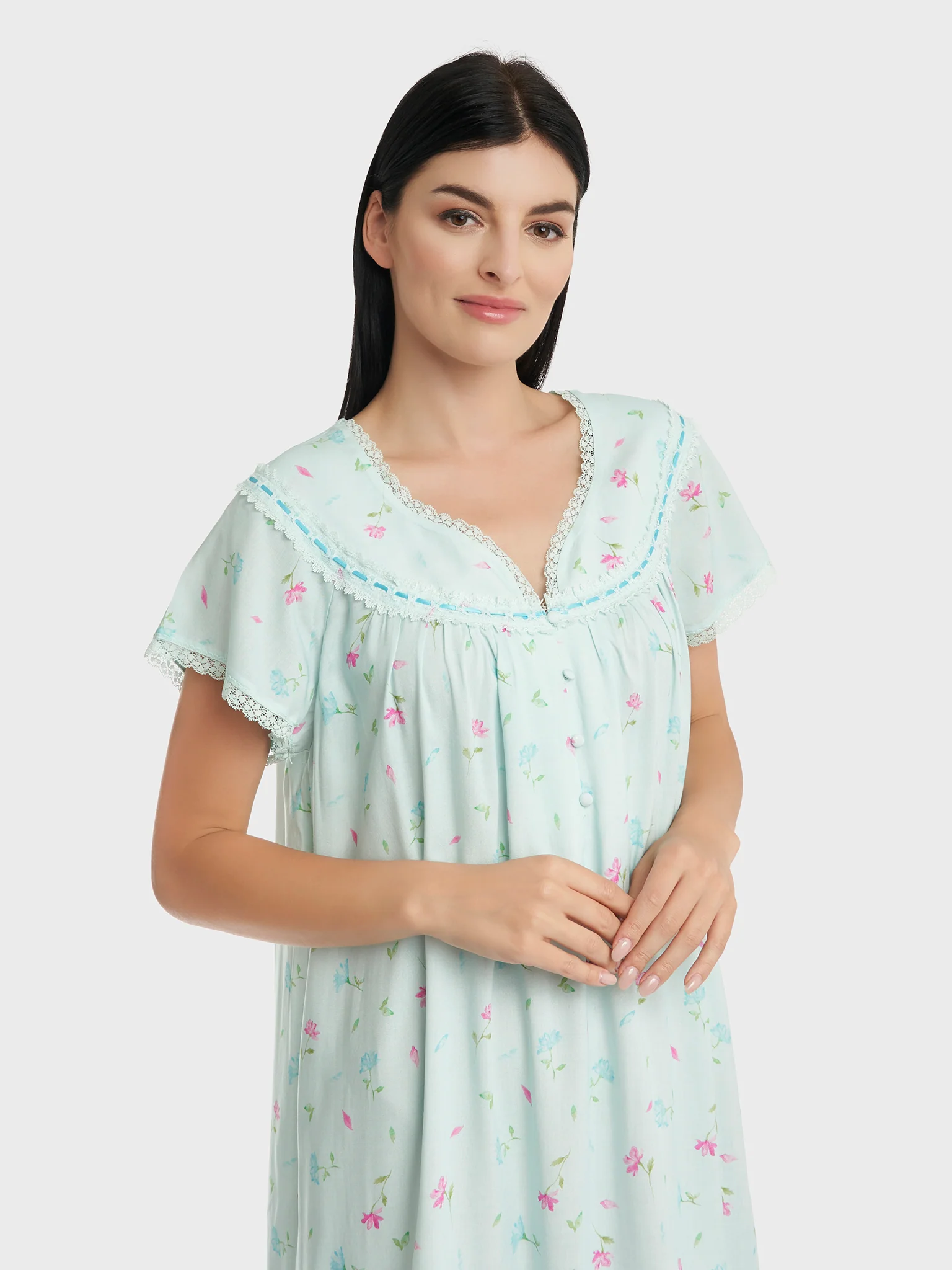 Printed Rayon Mini Nighty (CNH438)