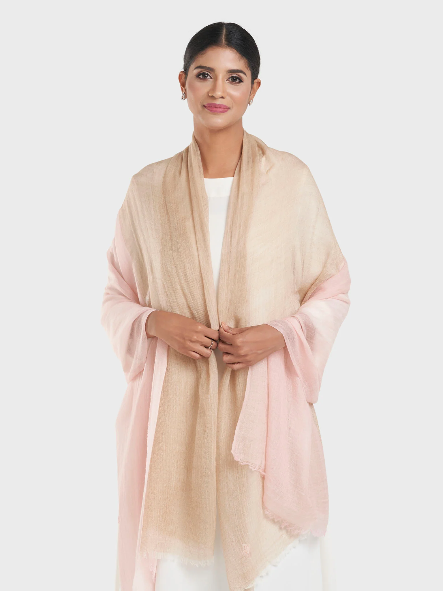 Two Tone Camel Wool Premium Qualtity Shawl (KGC021) - Image 2