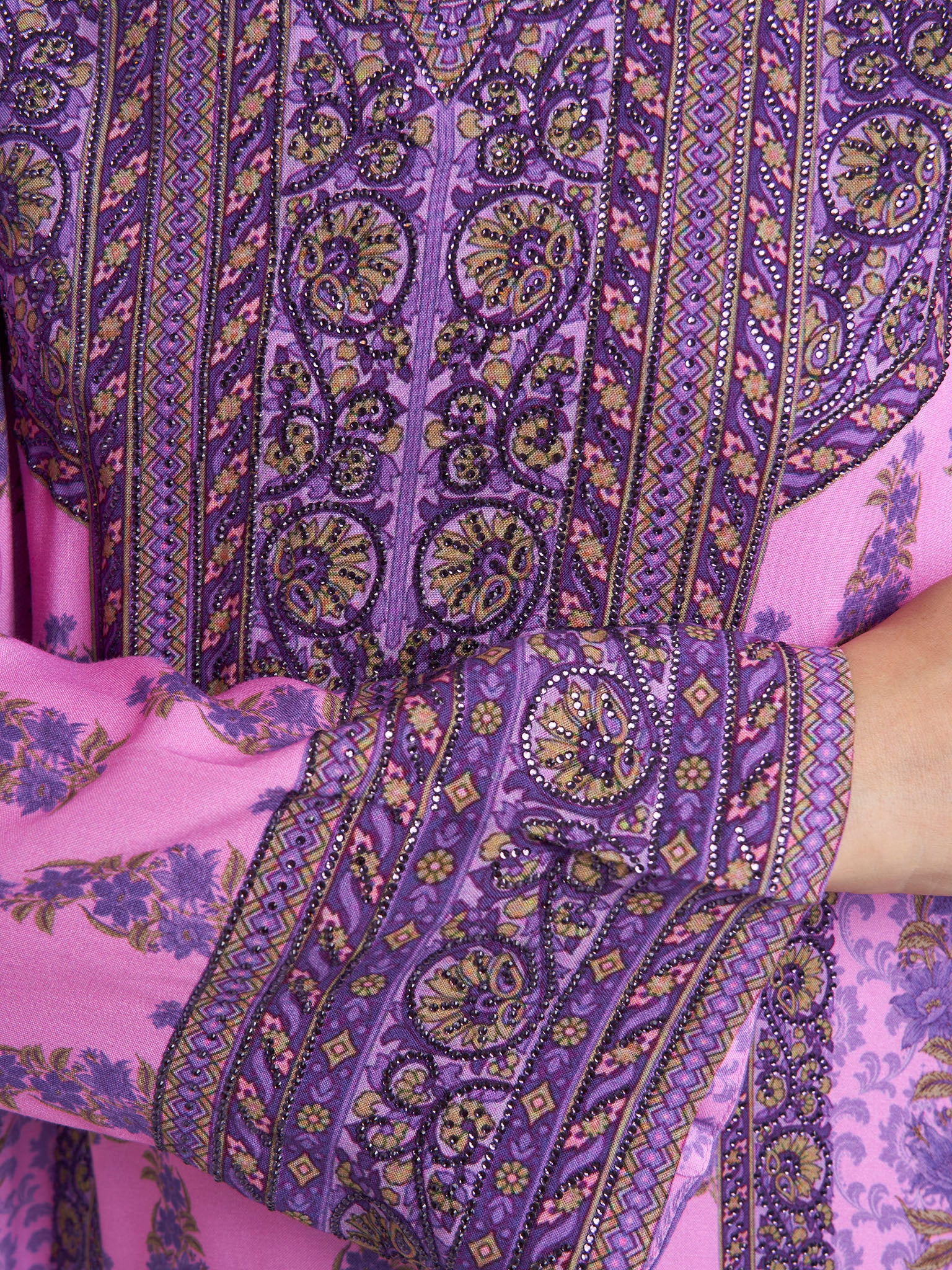 Pink Rayon Floral Print Jalabiya (VDE274) - Image 5