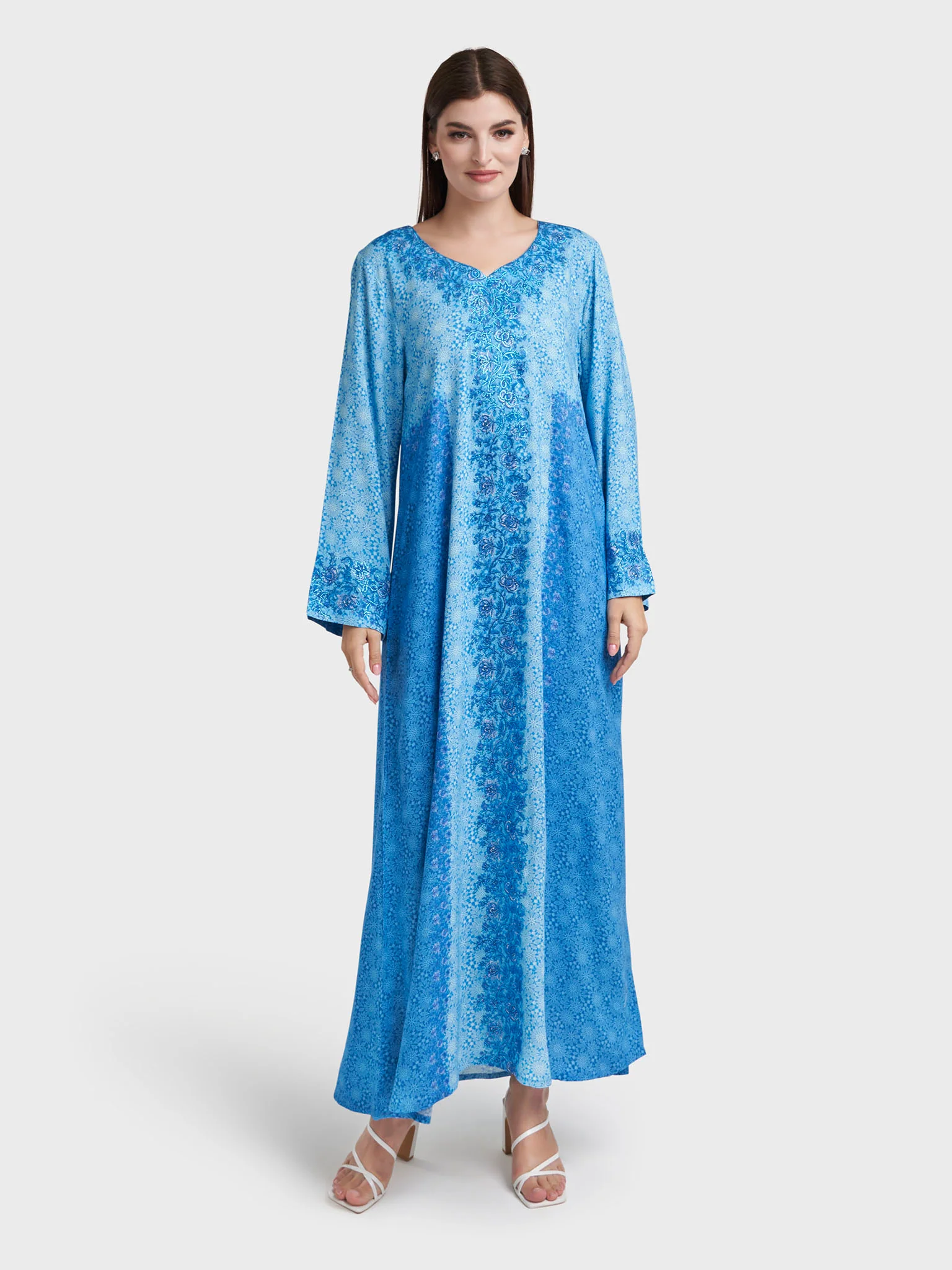 Blue Rayon Print Jalabiya (VDE346) - Image 2