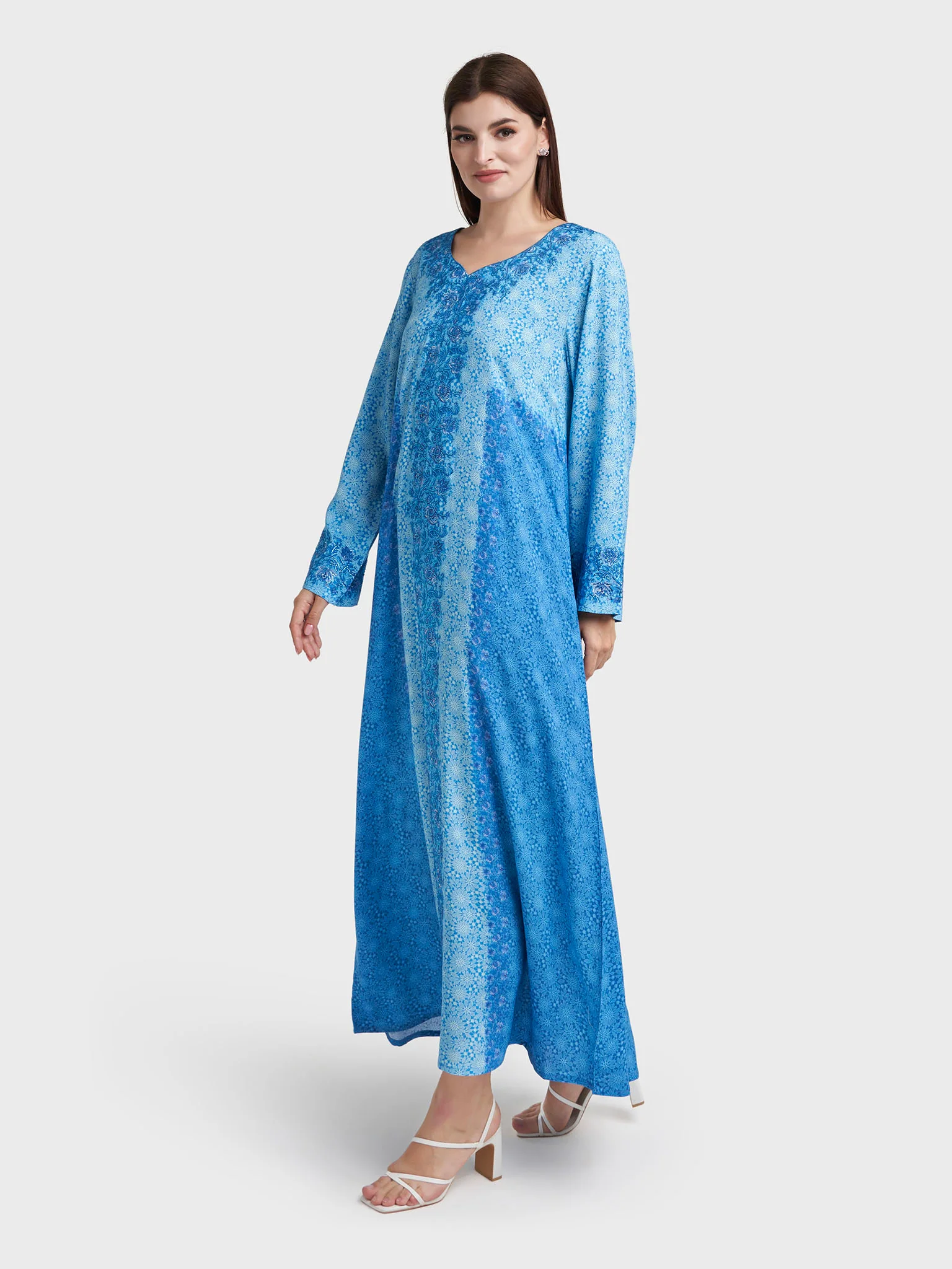 Blue Rayon Print Jalabiya (VDE346) - Image 3
