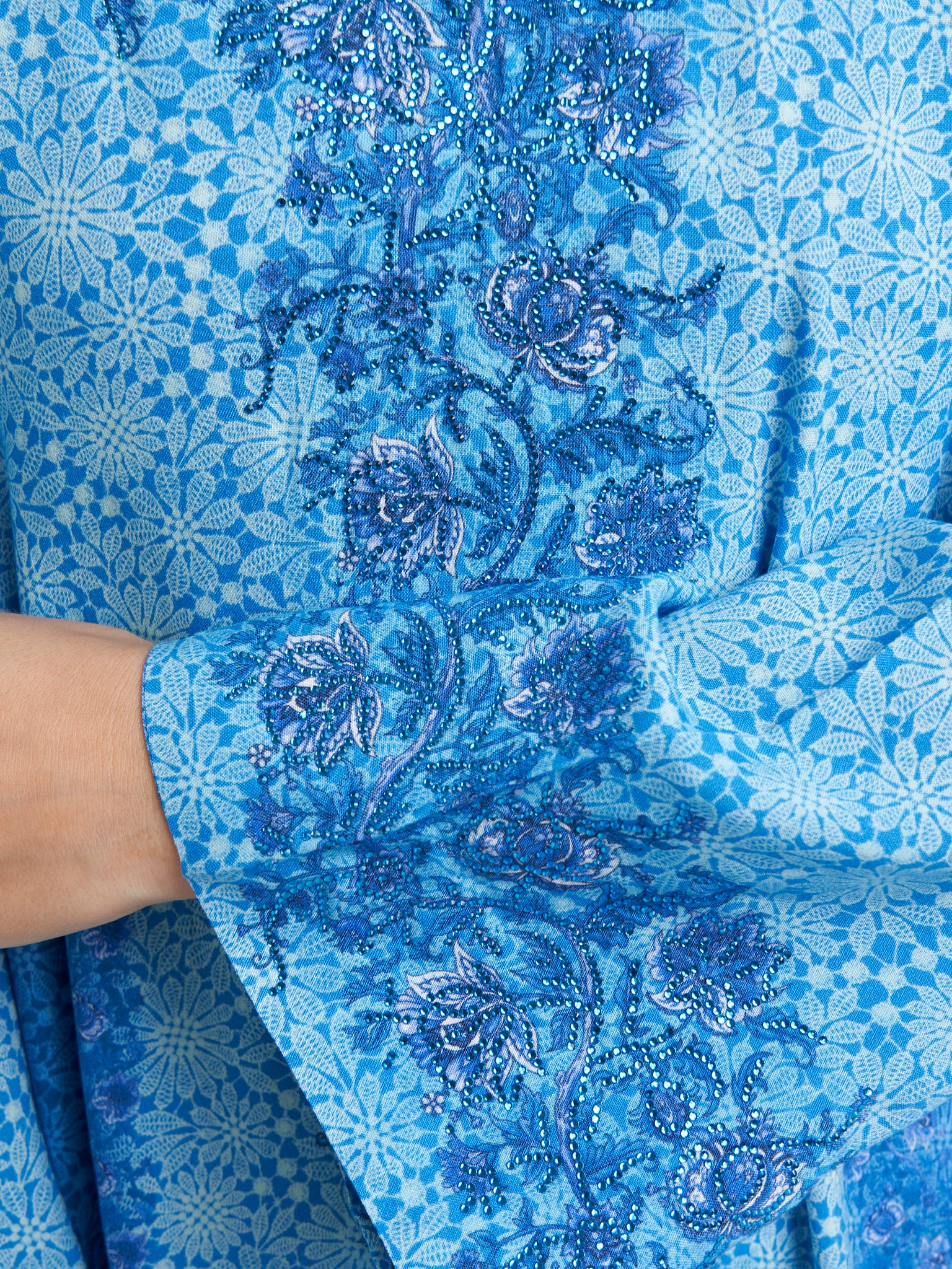 Blue Rayon Print Jalabiya (VDE346) - Image 5