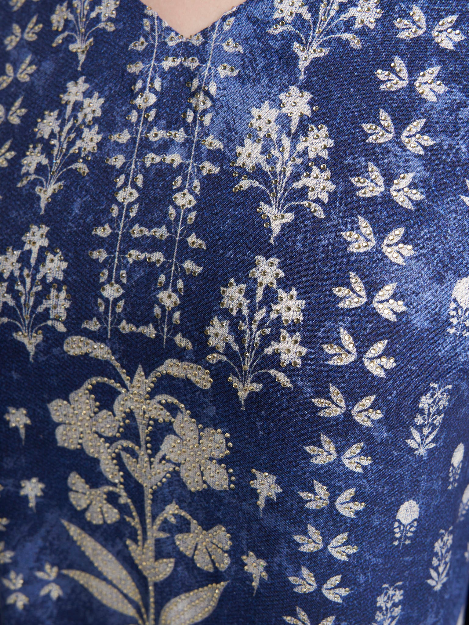 Navy Blue Colour Stone Work Rayon Damask Printed Jalabiya (VDM918) - Image 5