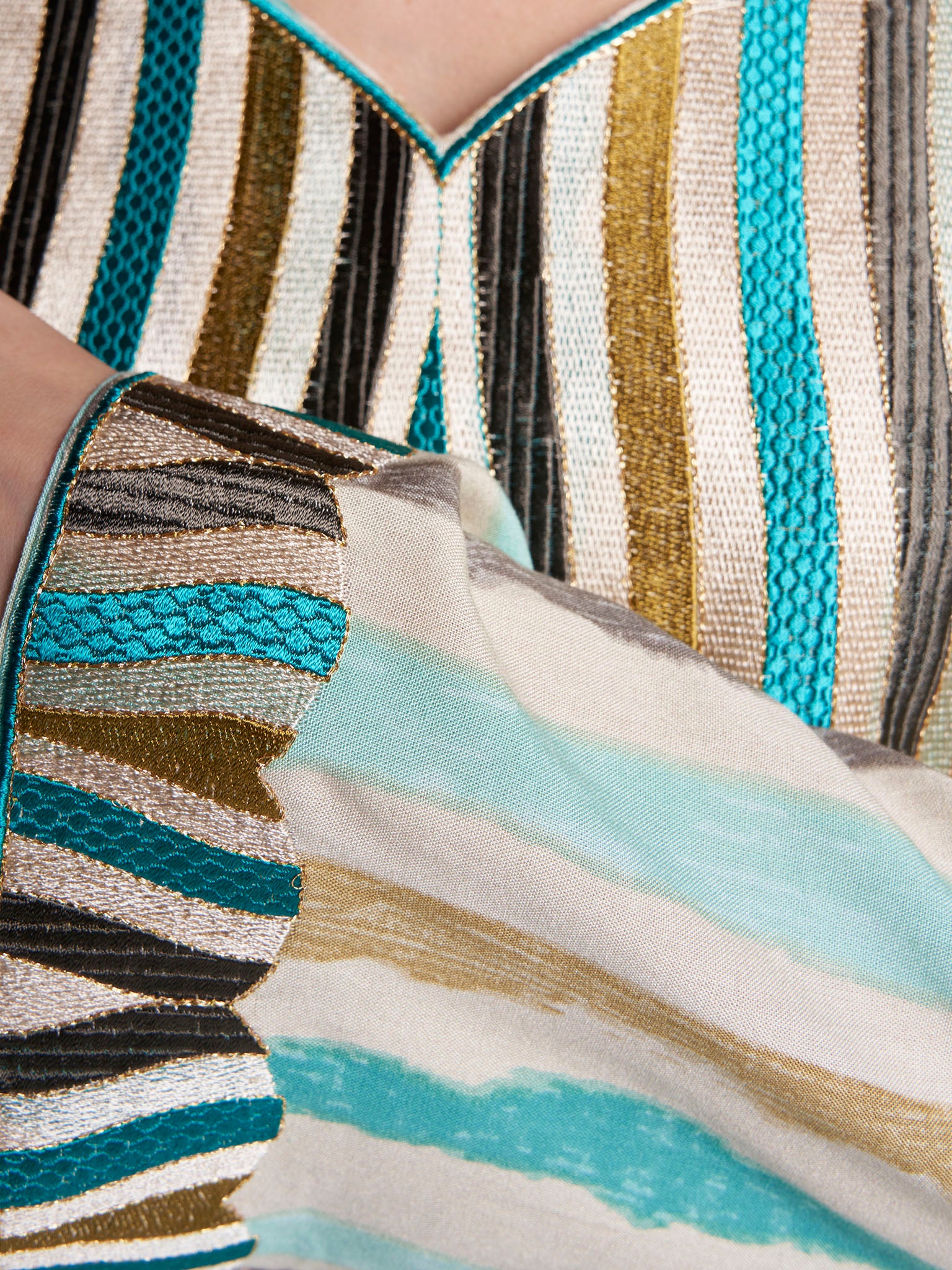 Khaki Abstract Print Embroidered Rayon Jalabiya (VG2957) - Image 5