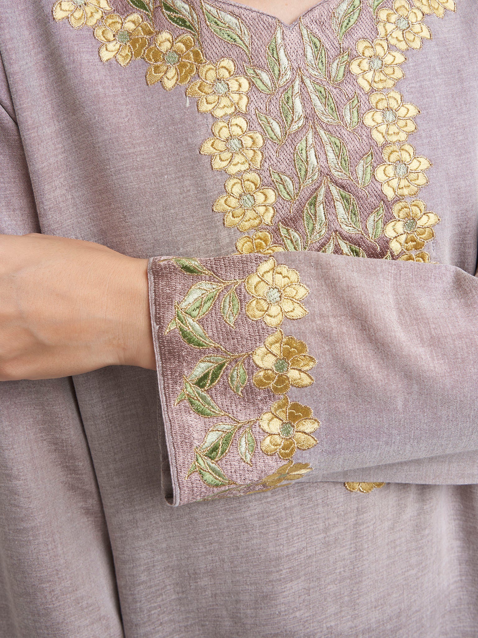 Mocha Machine Embroidered Jalabiya (VG2969) - Image 5