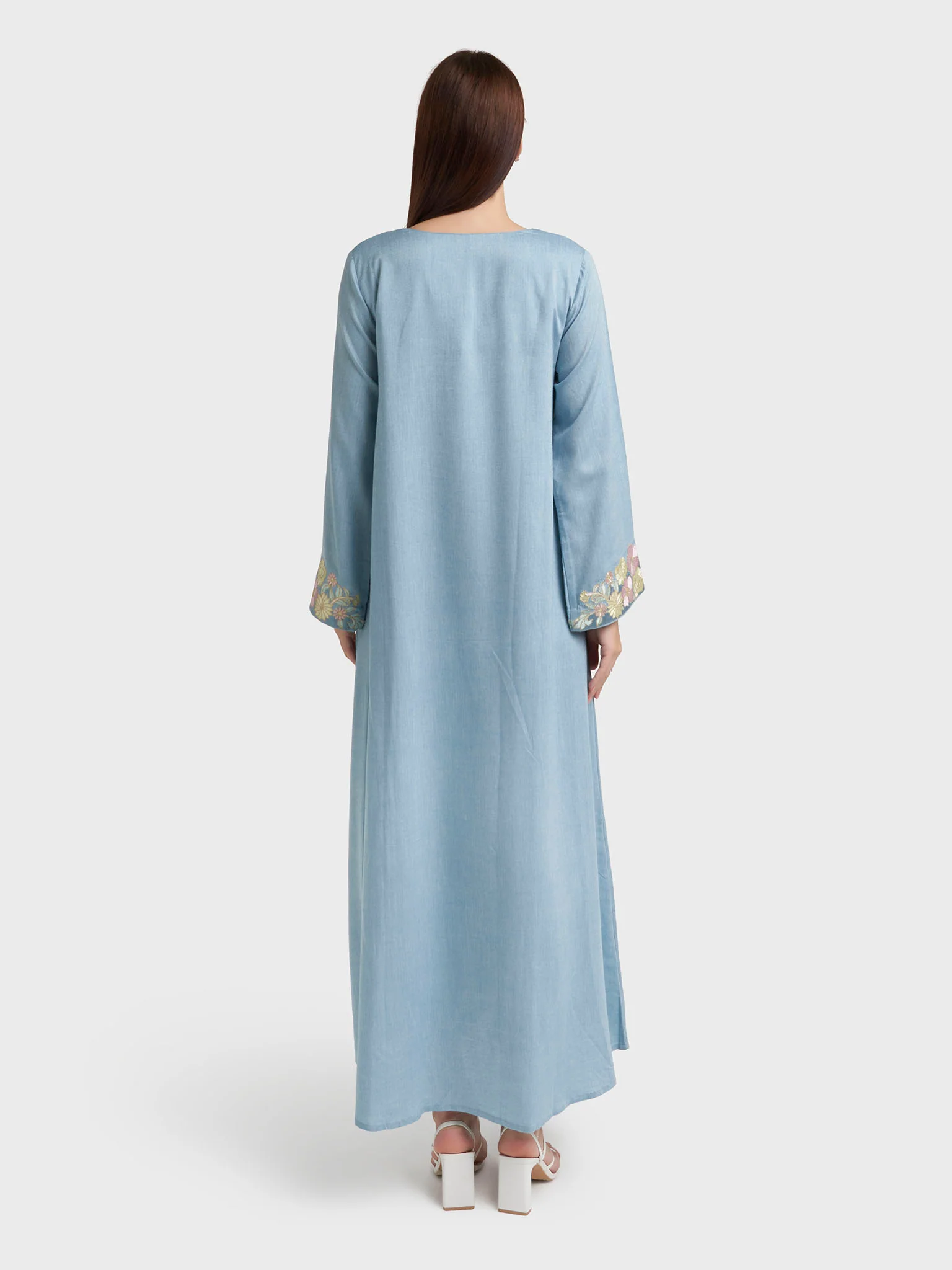 Dusty Blue Embroidered Jalabiya (VG2970) - Image 4