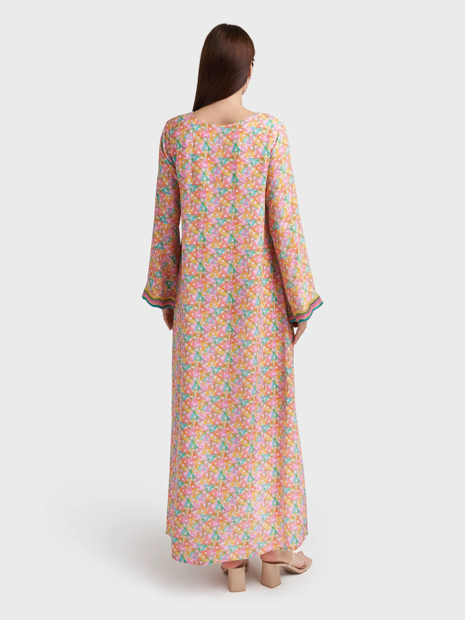 Multicolour Rayon Geometric Print Jalabiya (VG3044) - Image 4