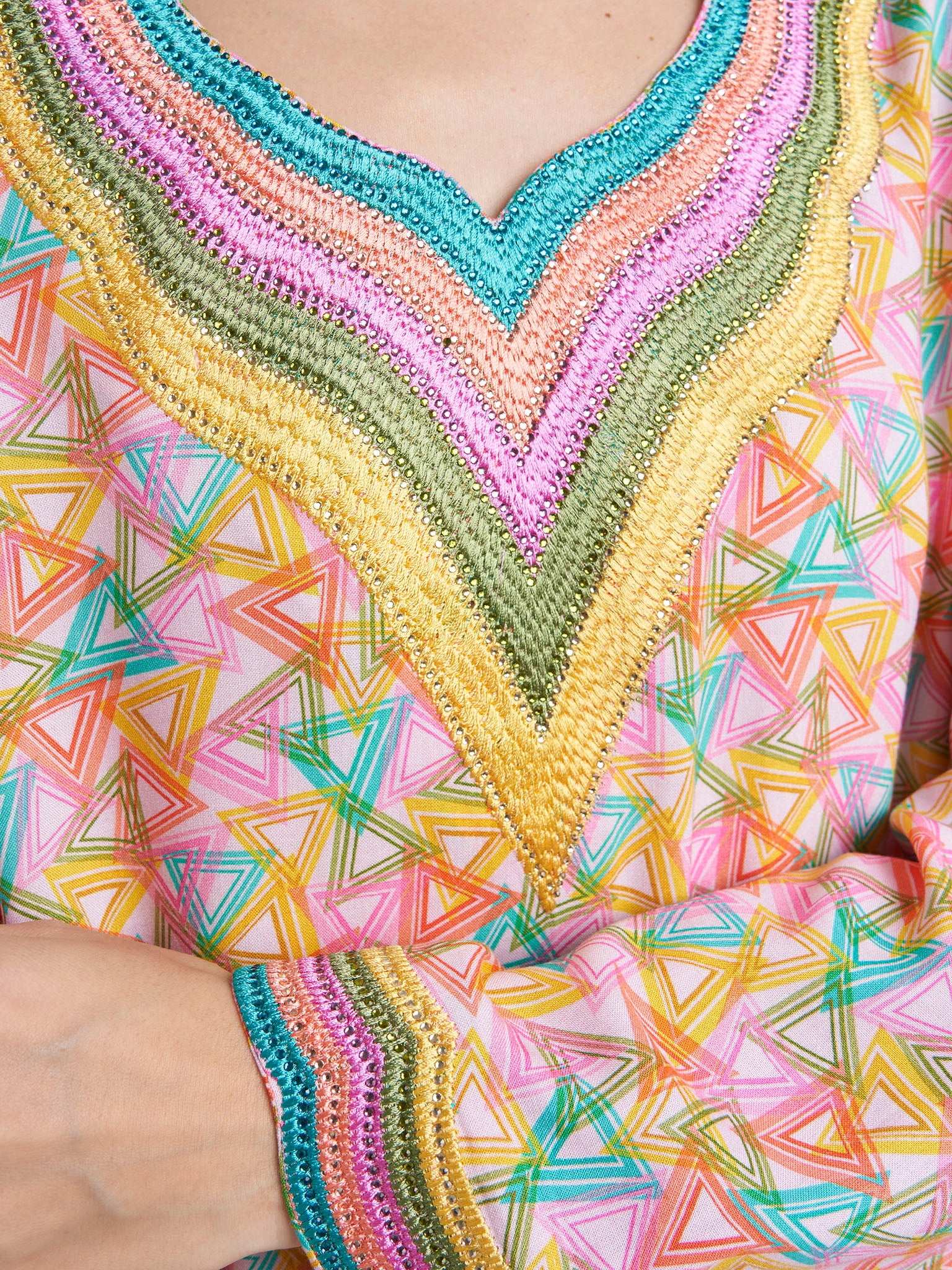 Multicolour Rayon Geometric Print Jalabiya (VG3044) - Image 5