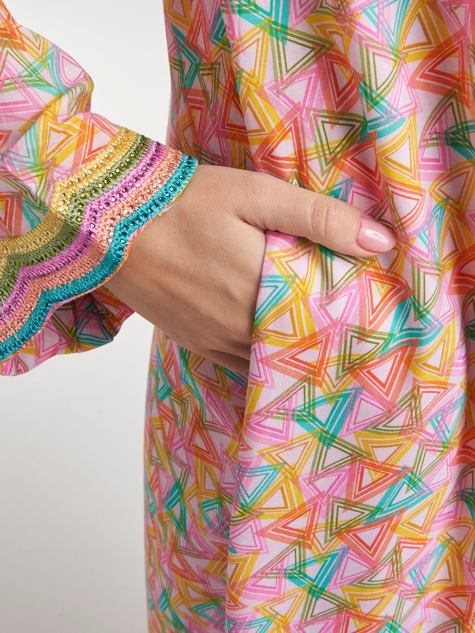 Multicolour Rayon Geometric Print Jalabiya (VG3044) - Image 6