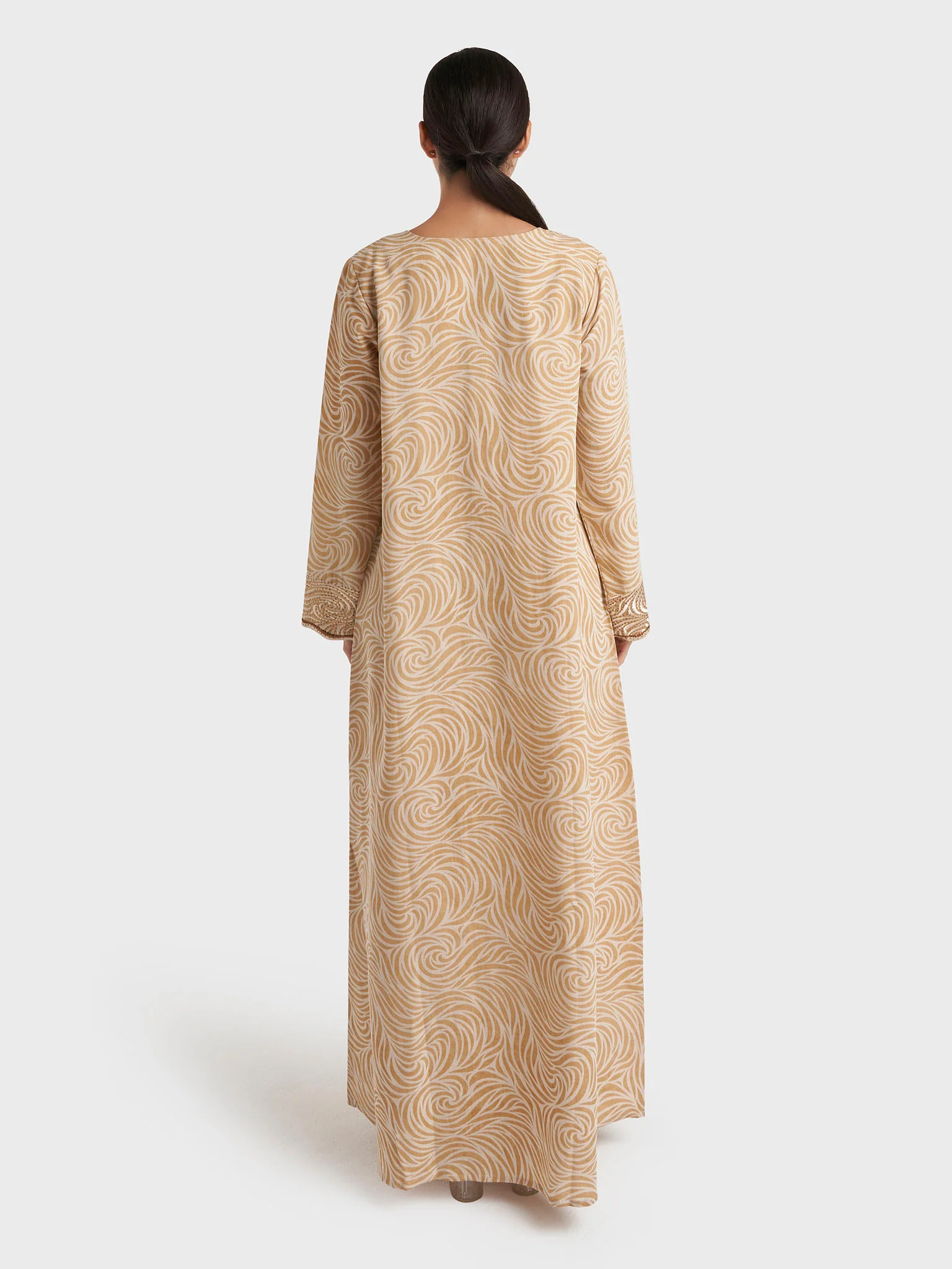 Light Brown Abstract Stripe Print Jalabiya (VG3196) - Image 4