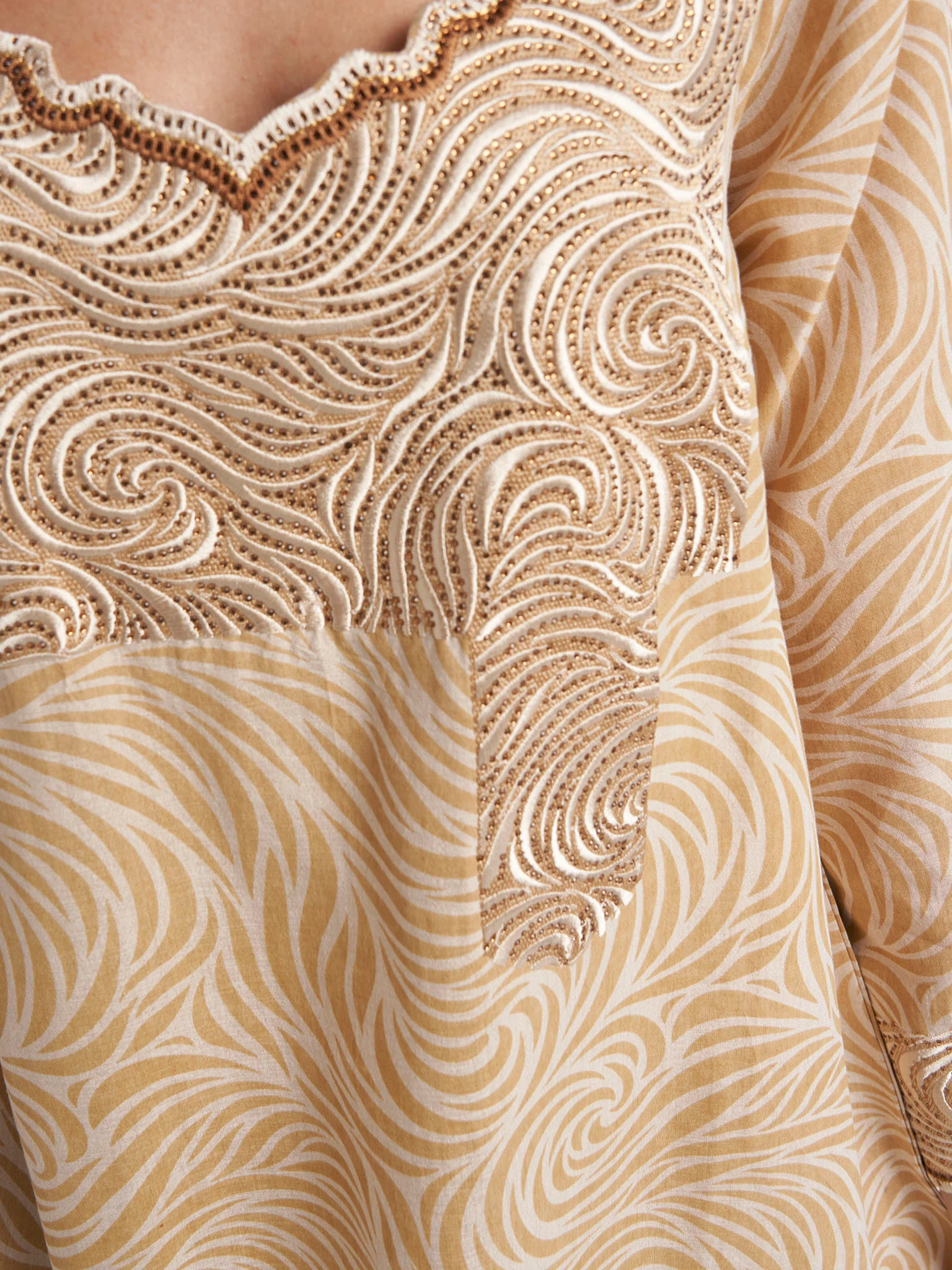 Light Brown Abstract Stripe Print Jalabiya (VG3196) - Image 5