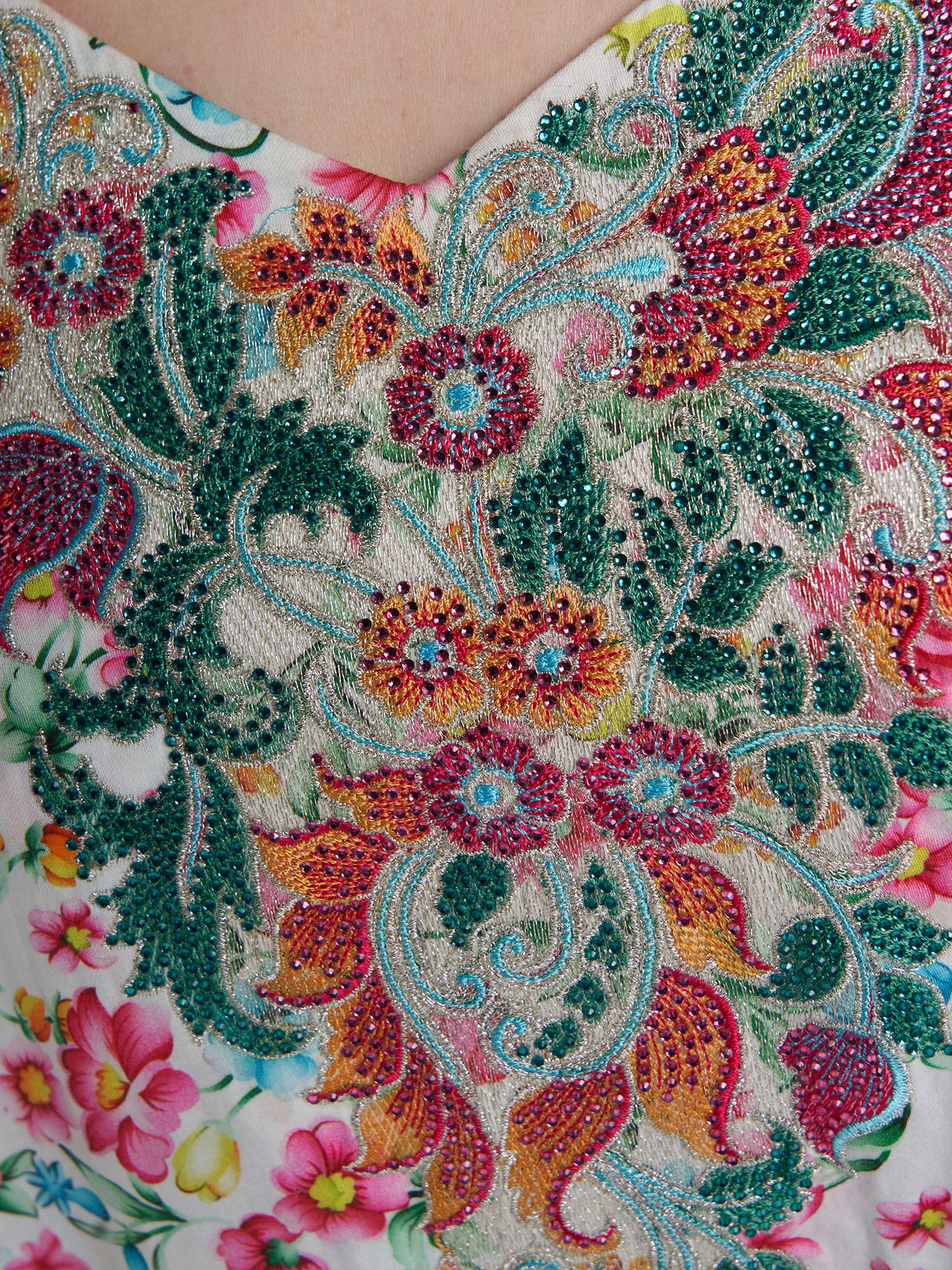 Multi Colour Stone Work Cotton Satin Floral Printed Jalabiya (VG3211) - Image 5