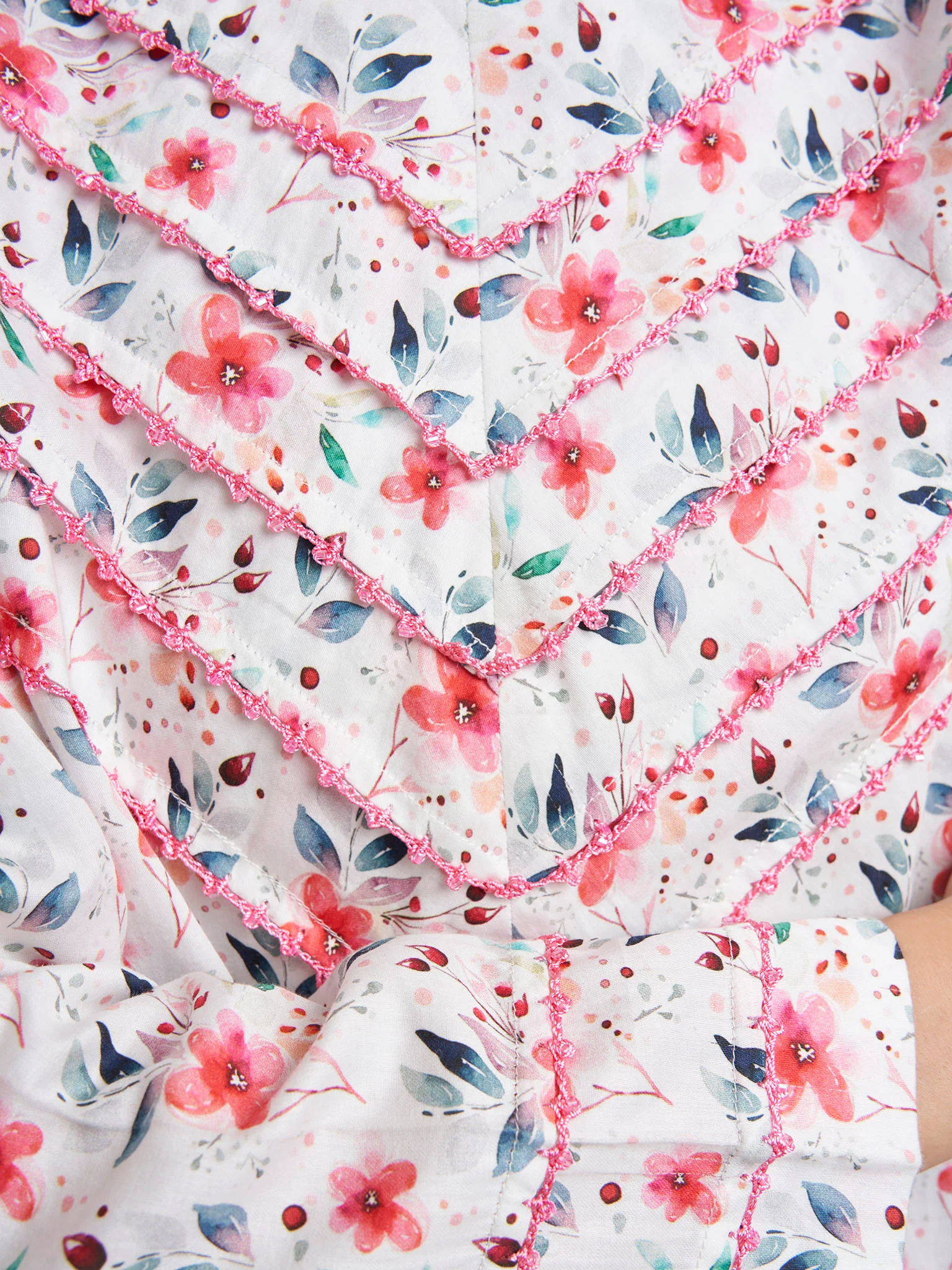 Red Cotton Satin Floral Print Jalabiya (VSG354) - Image 5