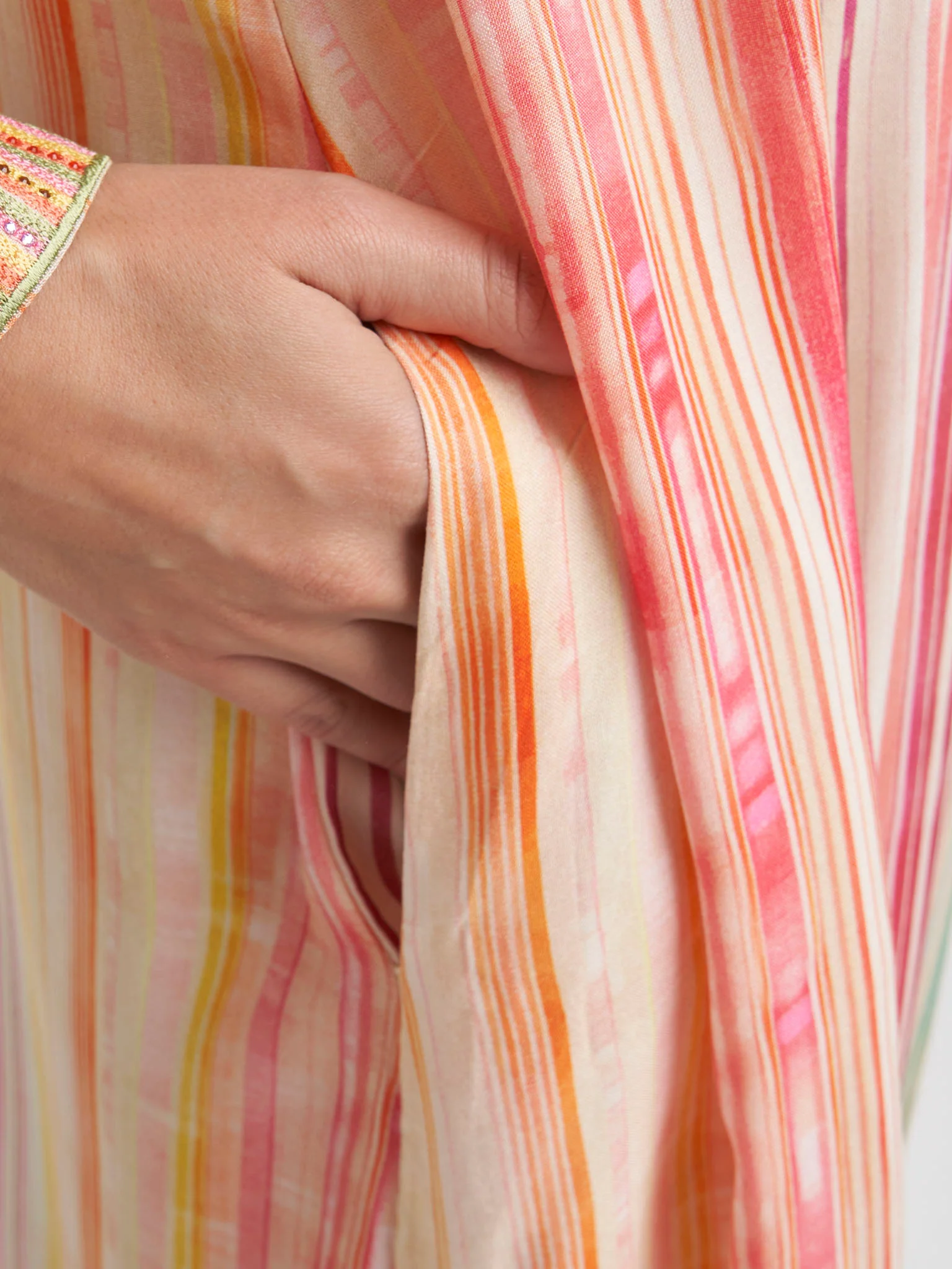 Multicolour Rayon Striped Print Jalabiya (VW298) - Image 6